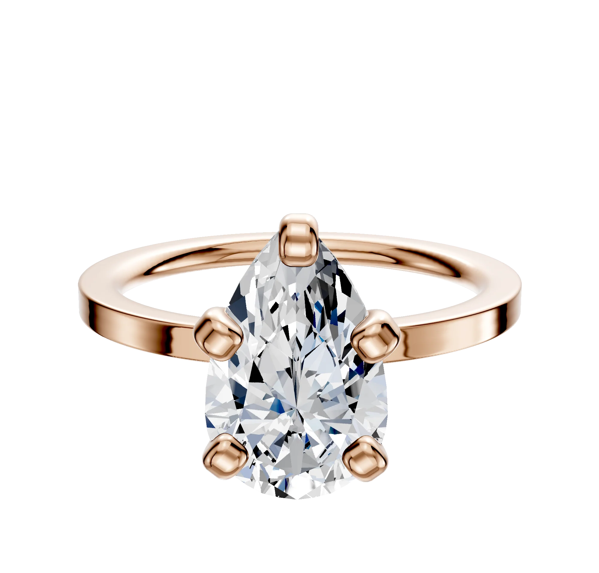 18K Rose Gold 4 Prong Classic Flat 1.5mm Engagement Ring