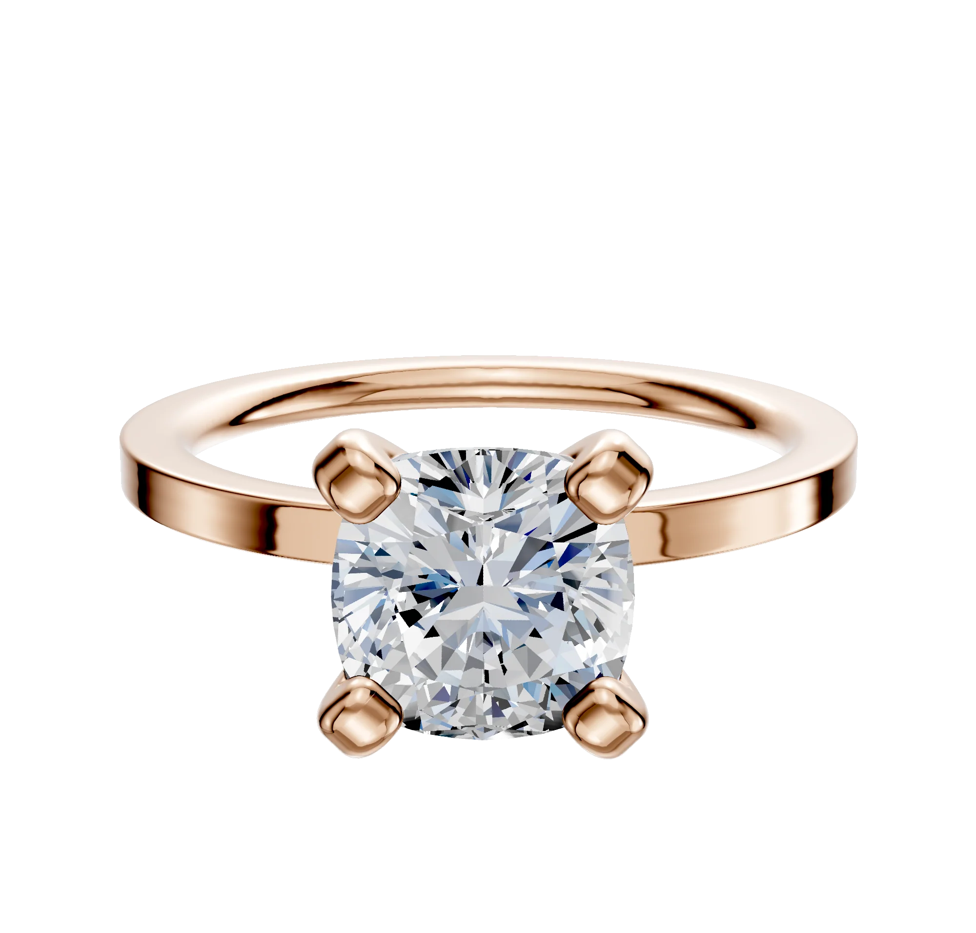 18K Rose Gold 4 Prong Classic Flat 1.5mm Engagement Ring