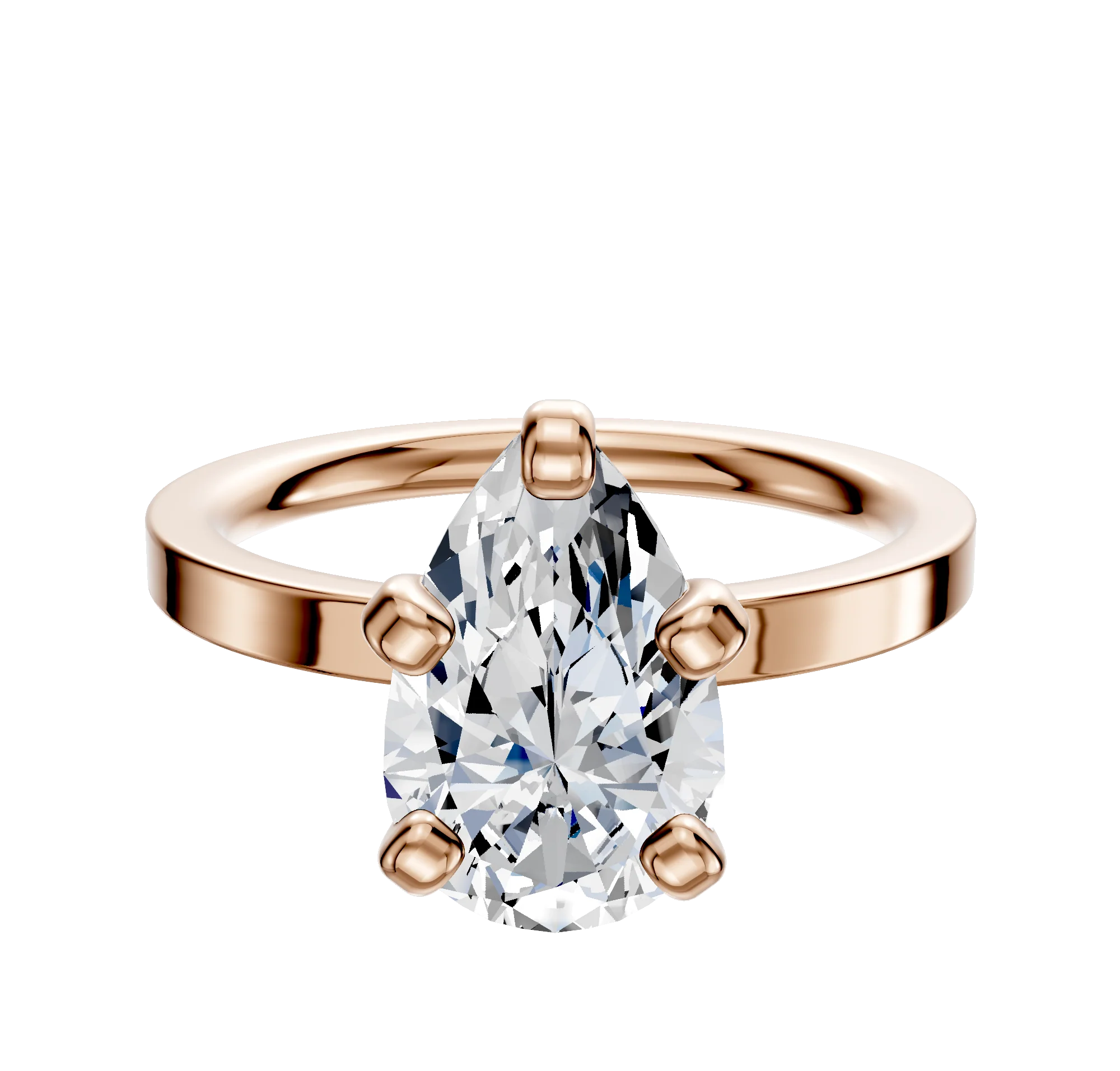 18K Rose Gold 4 Prong Classic Flat 2.0mm Engagement Ring