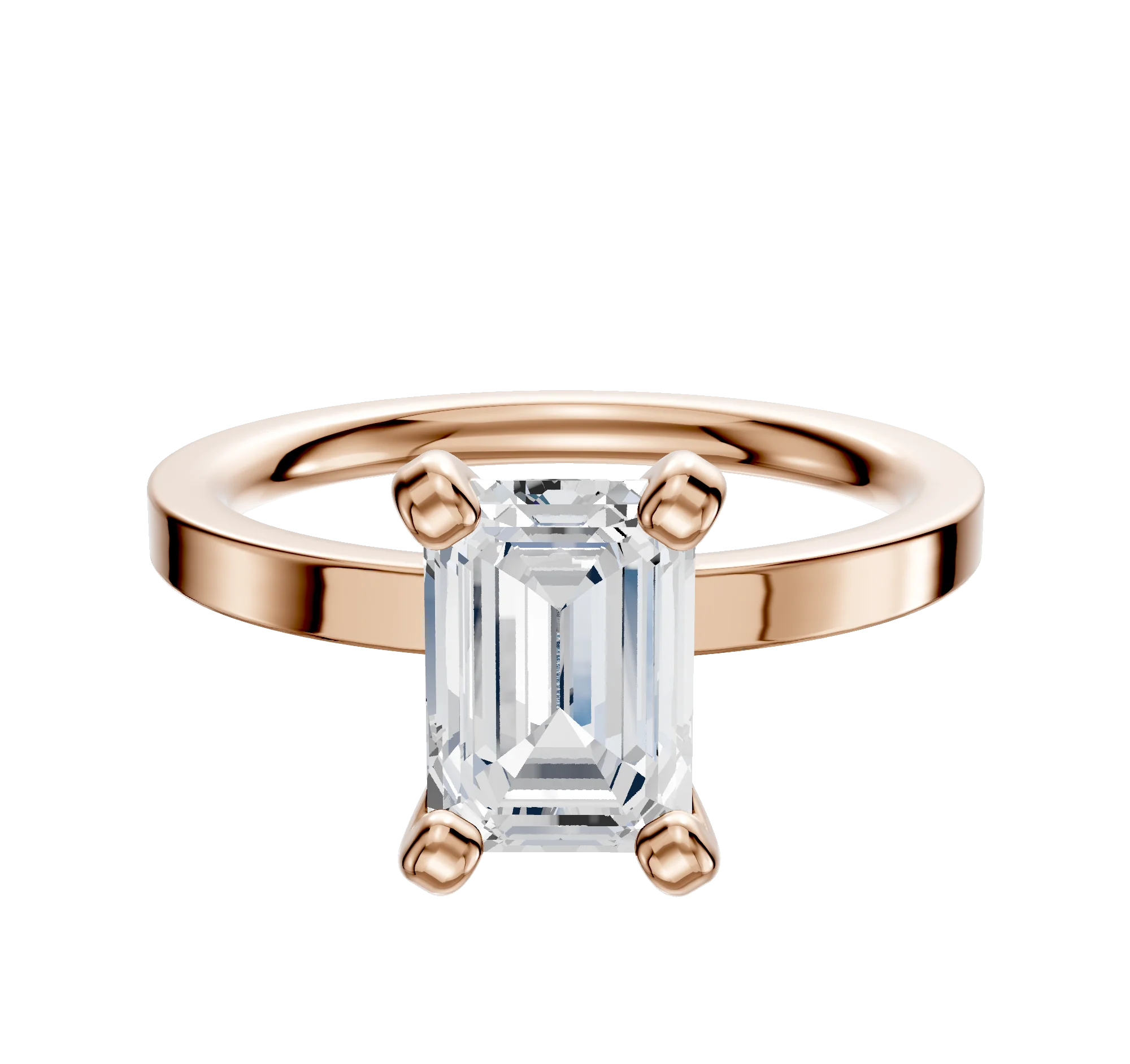 18K Rose Gold 4 Prong Classic Flat 2.0mm Engagement Ring