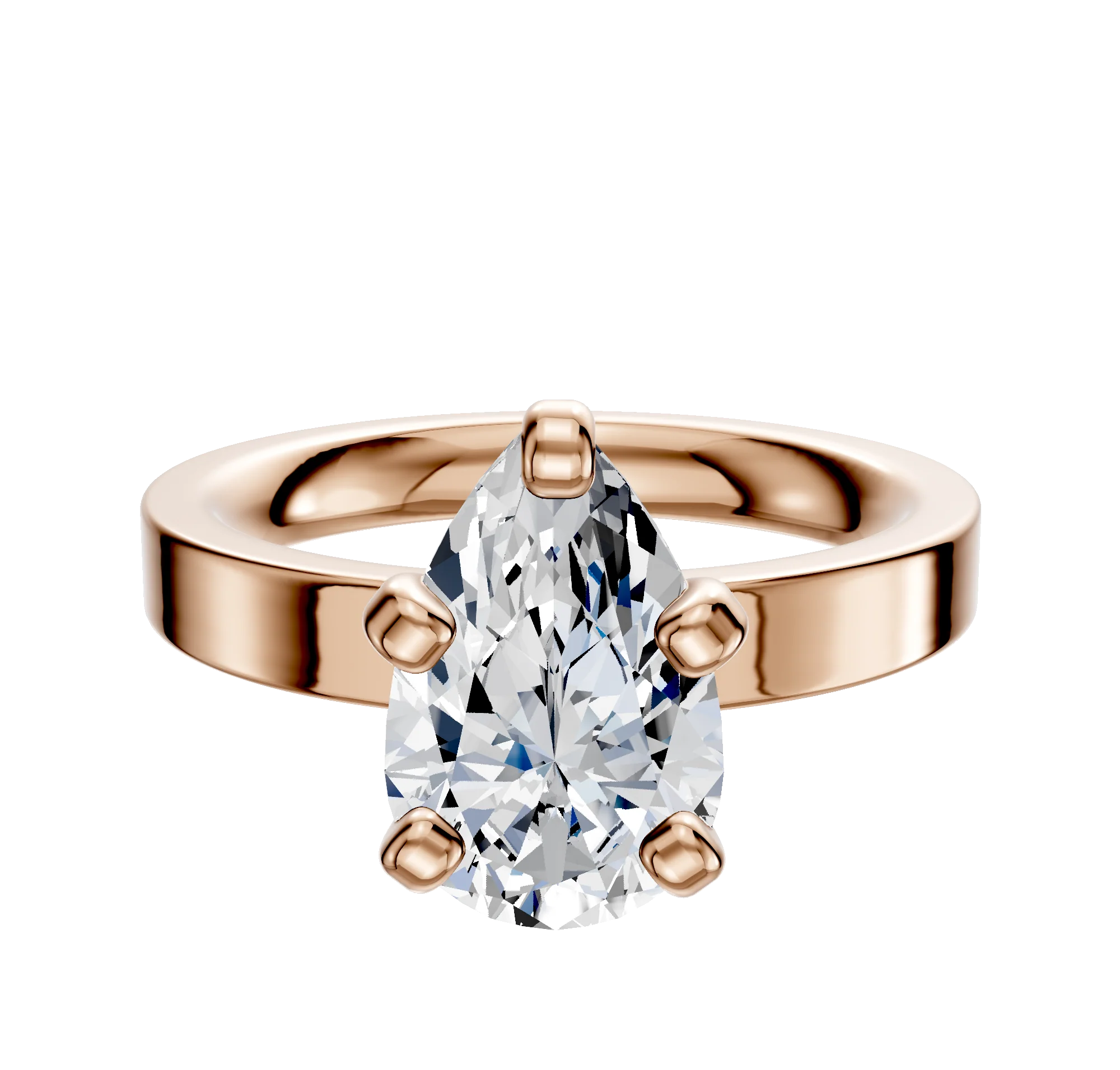 18K Rose Gold 4 Prong Classic Flat 3.0mm Engagement Ring
