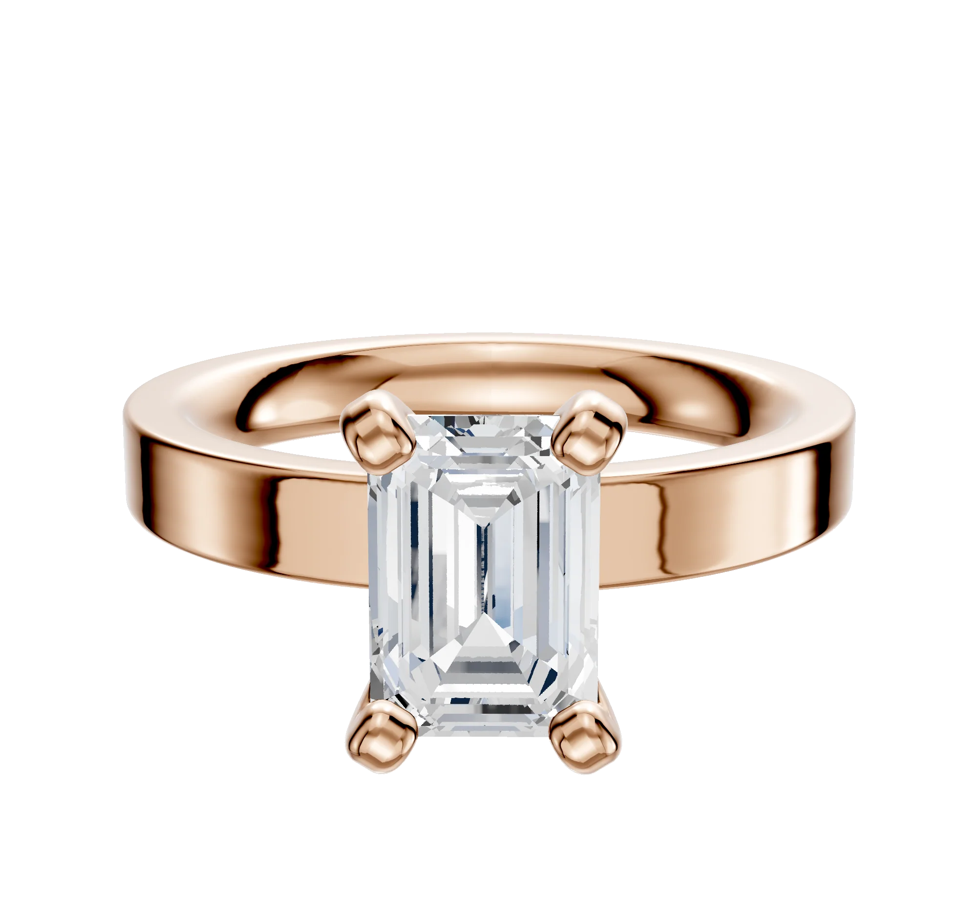18K Rose Gold 4 Prong Classic Flat 3.0mm Engagement Ring