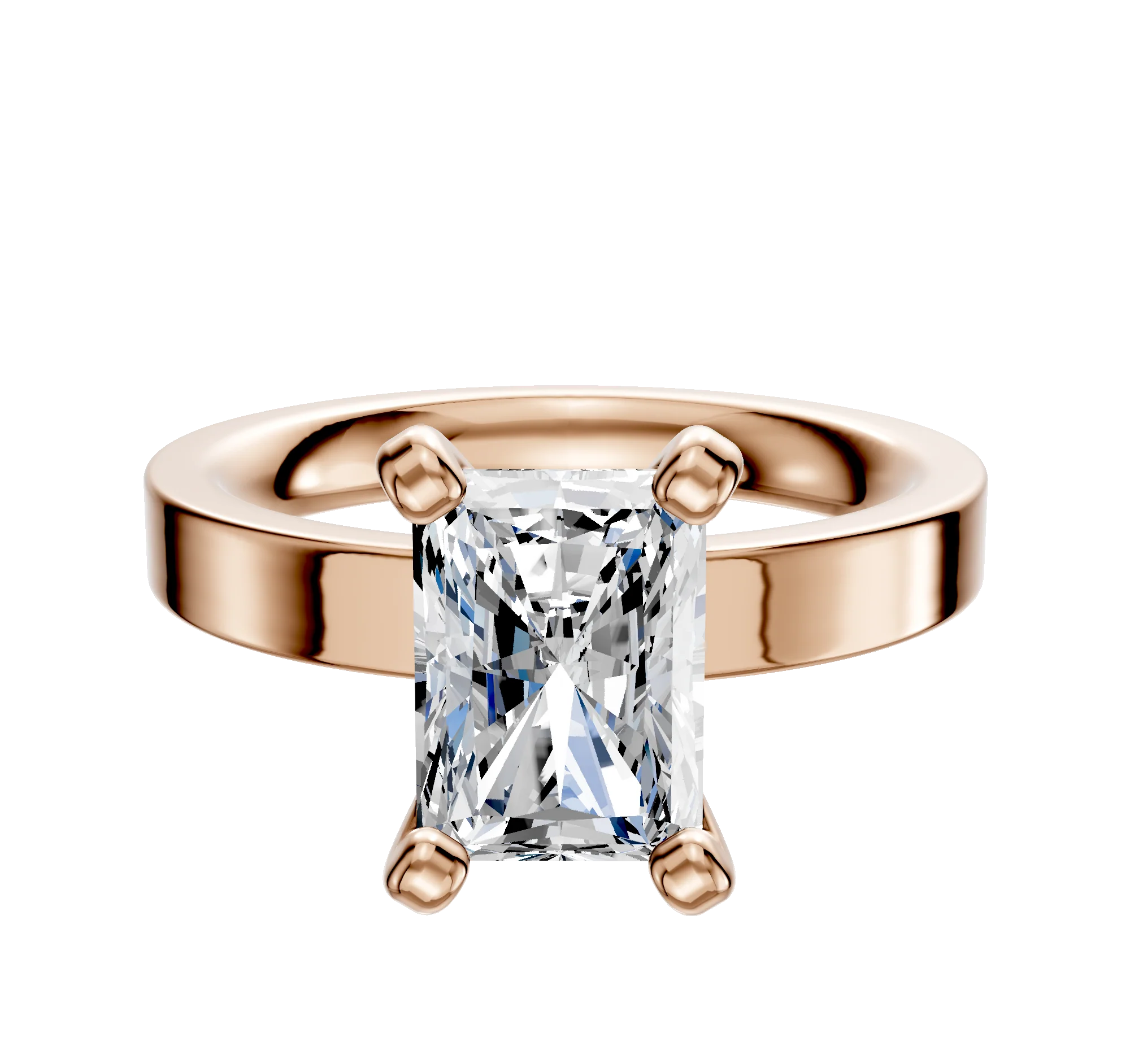 18K Rose Gold 4 Prong Classic Flat 3.0mm Engagement Ring