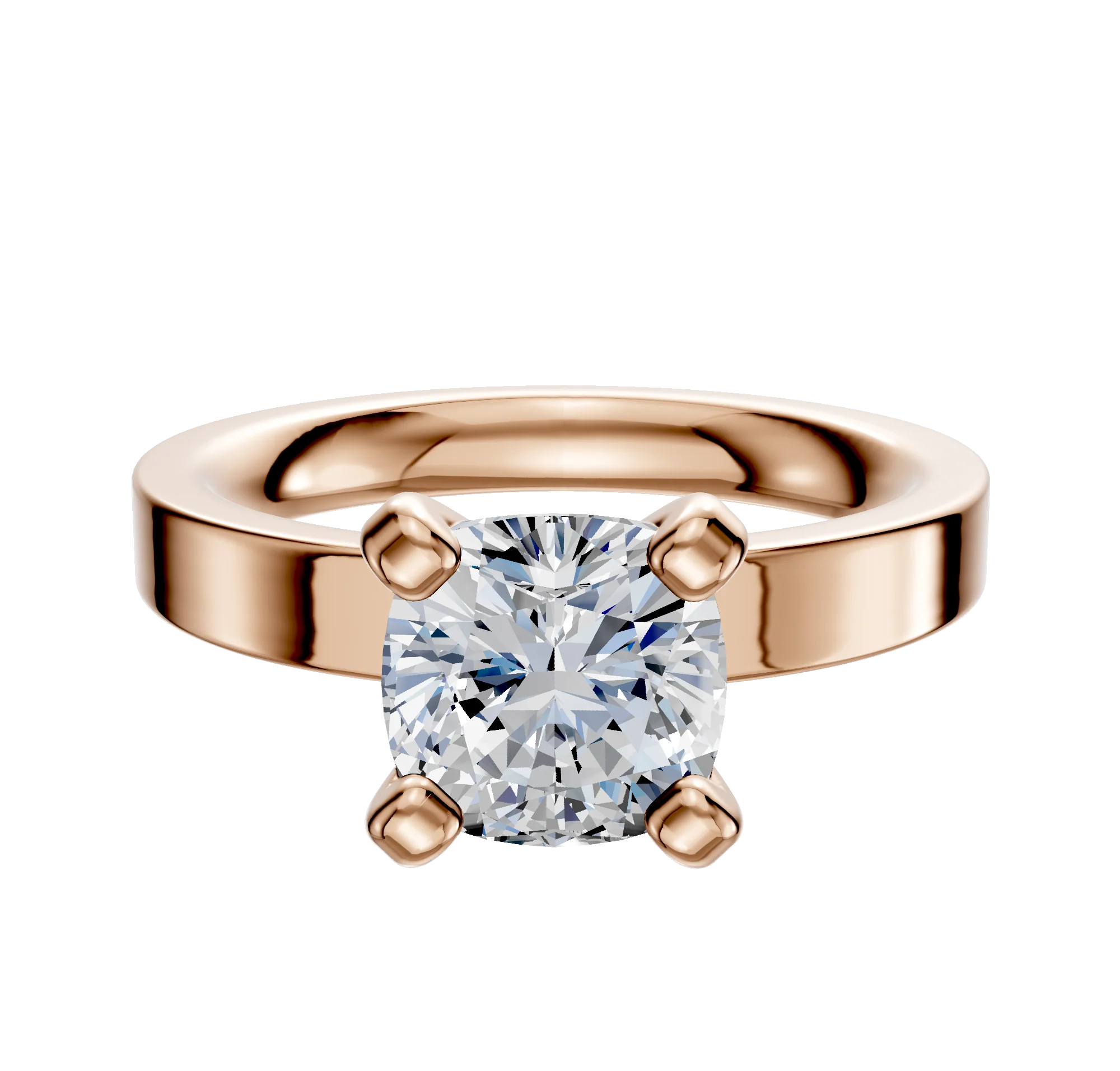 18K Rose Gold 4 Prong Classic Flat 3.0mm Engagement Ring