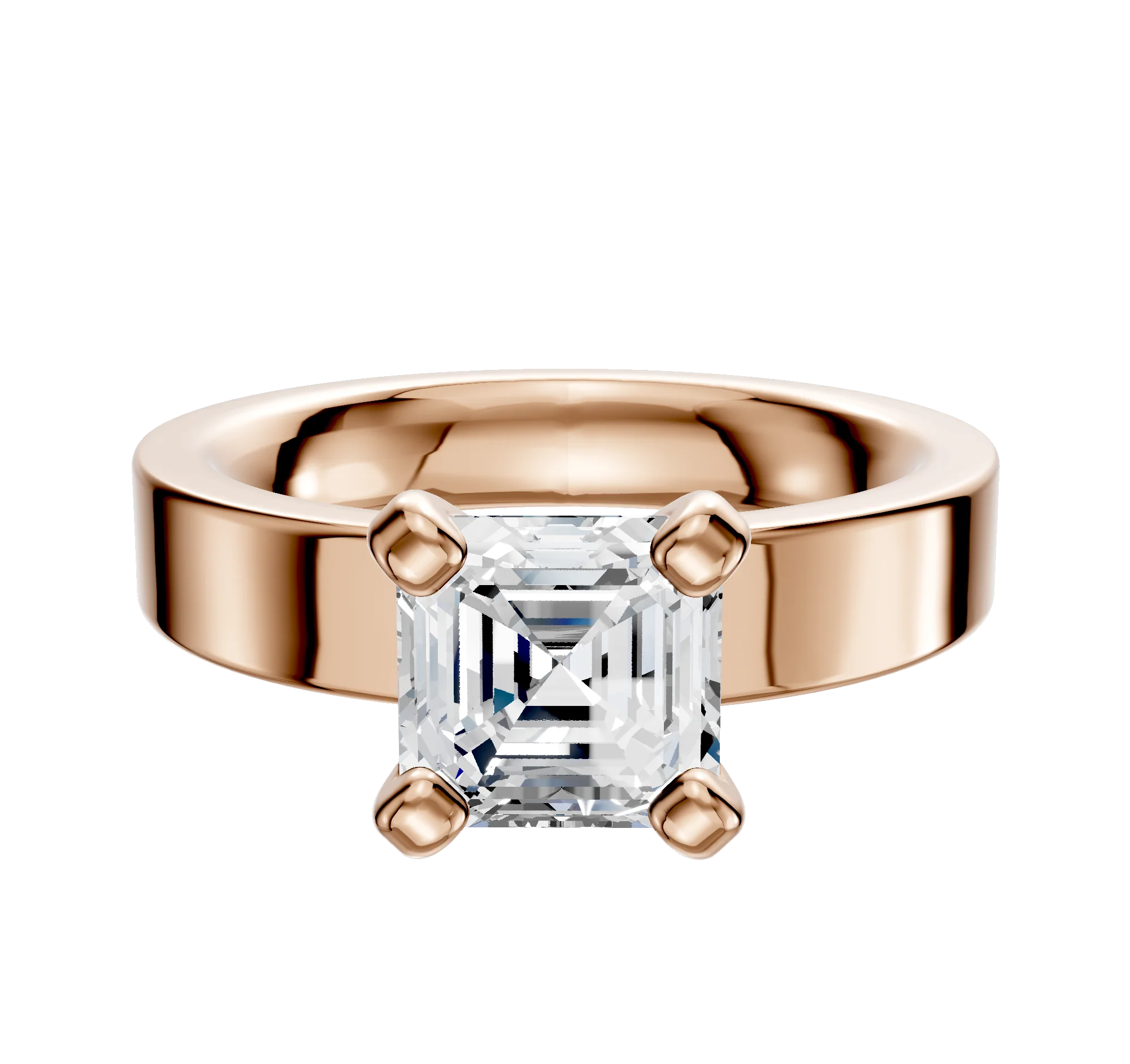 18K Rose Gold 4 Prong Classic Flat 4.0mm Engagement Ring
