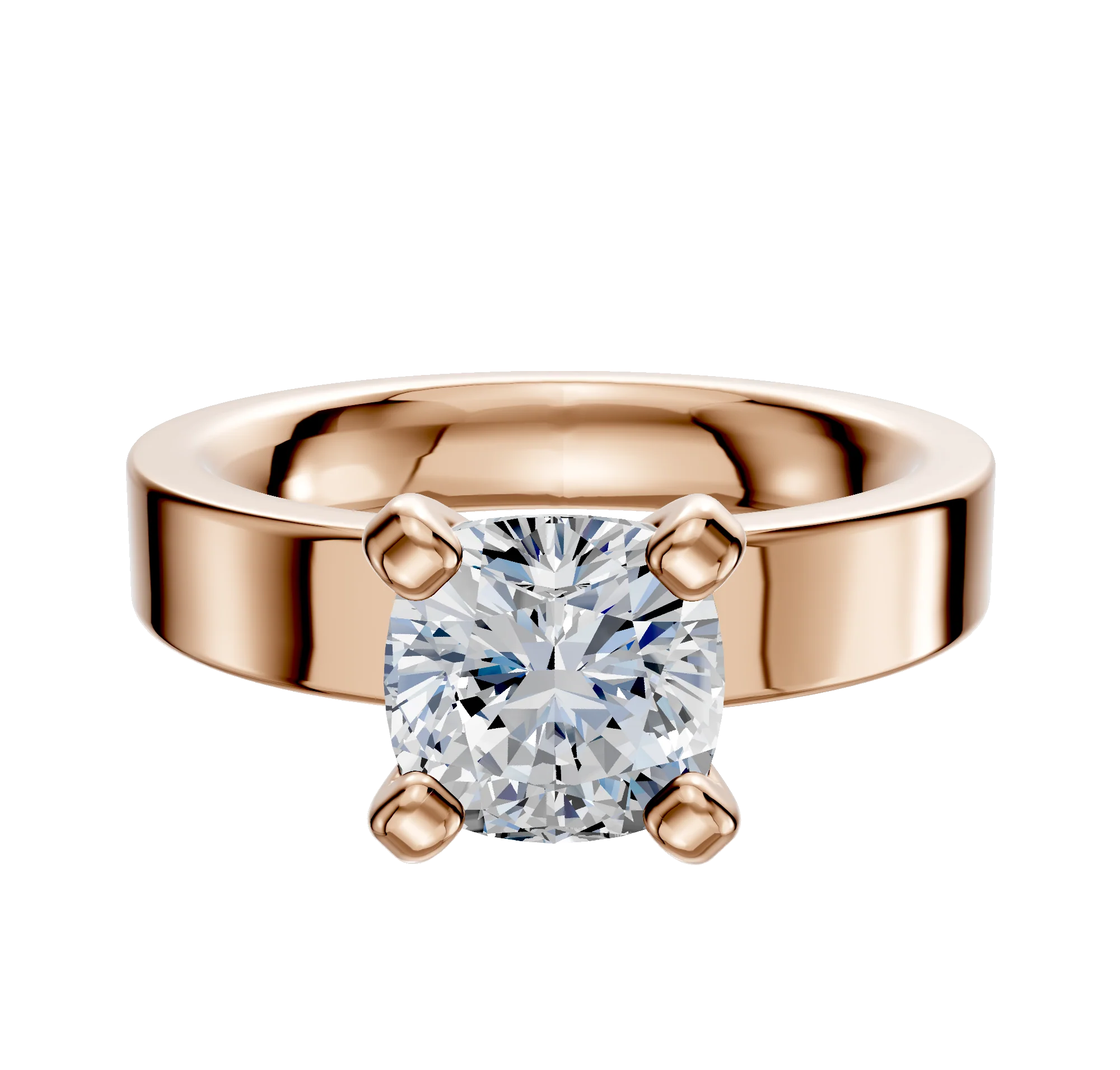 18K Rose Gold 4 Prong Classic Flat 4.0mm Engagement Ring