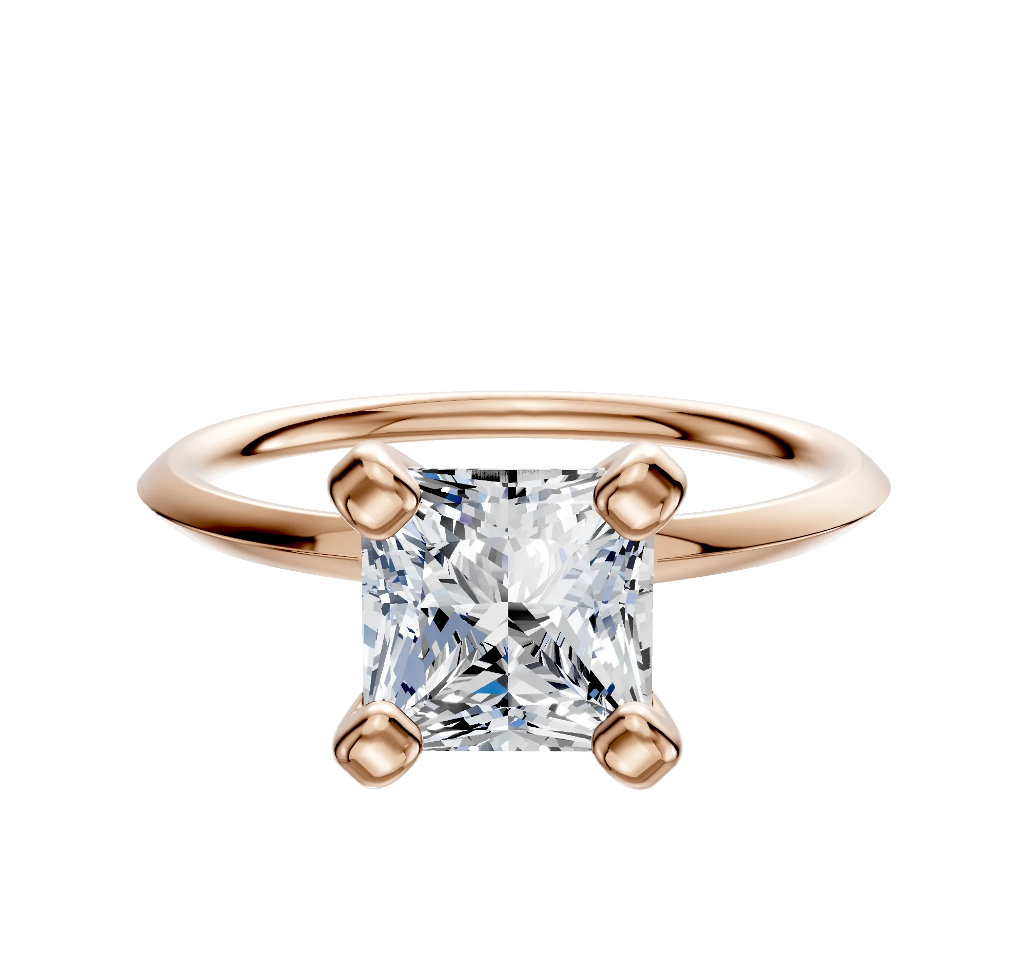 18K Rose Gold 4 Prong Classic Knife Edge 1.5mm Engagement Ring