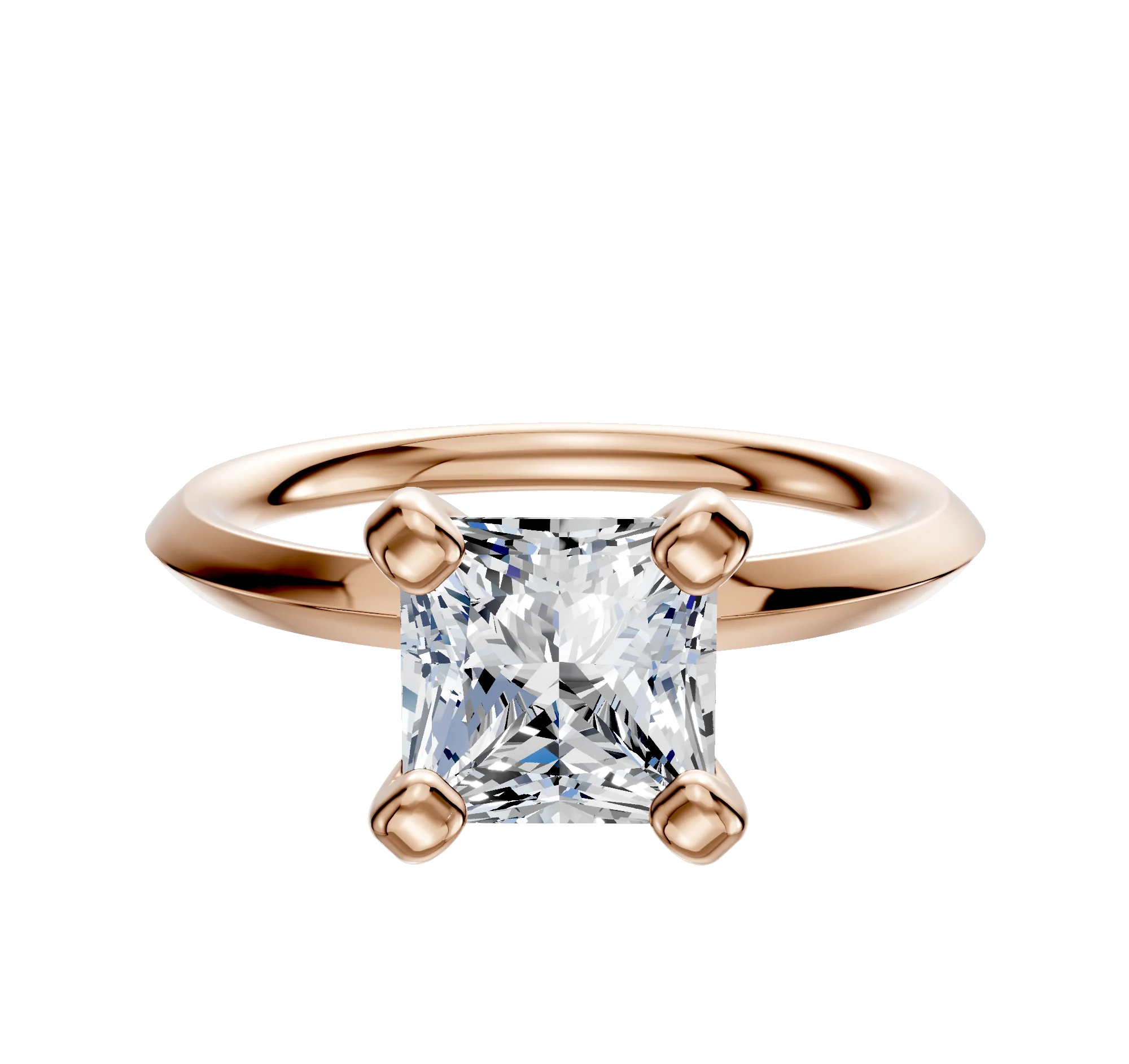 18K Rose Gold 4 Prong Classic Knife Edge 2.0mm Engagement Ring