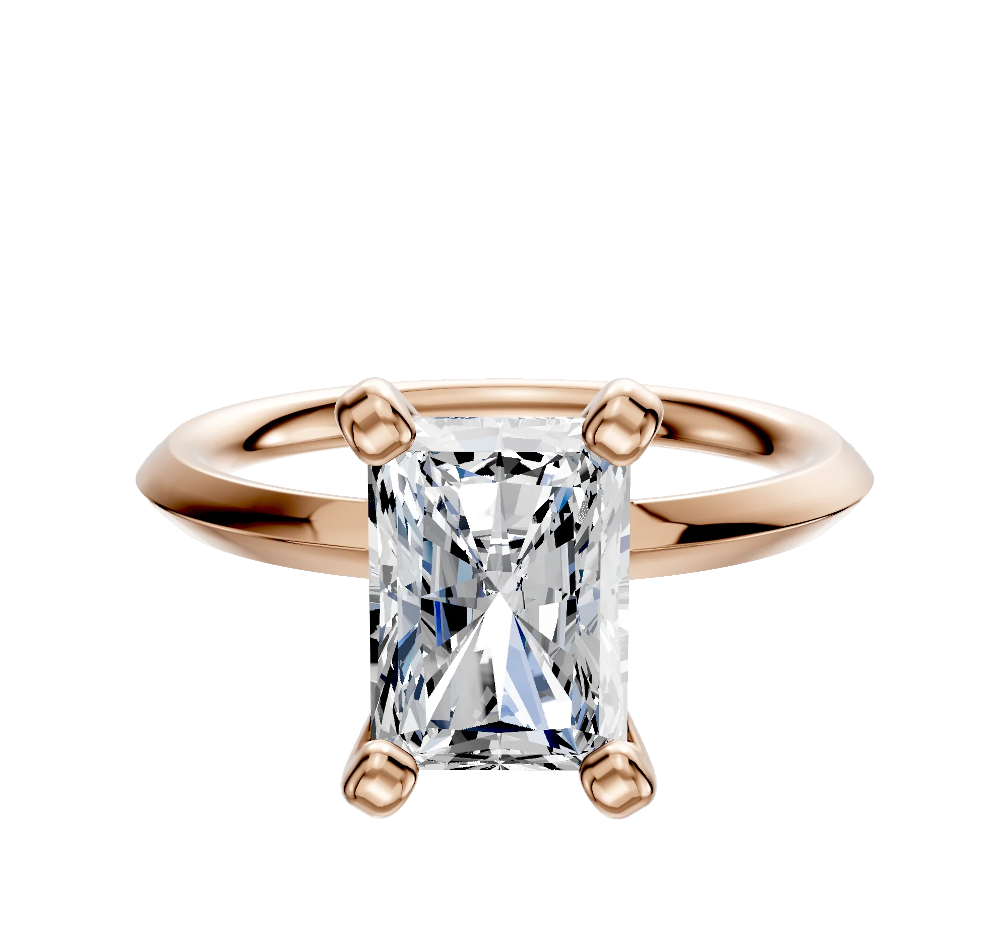 18K Rose Gold 4 Prong Classic Knife Edge 2.0mm Engagement Ring