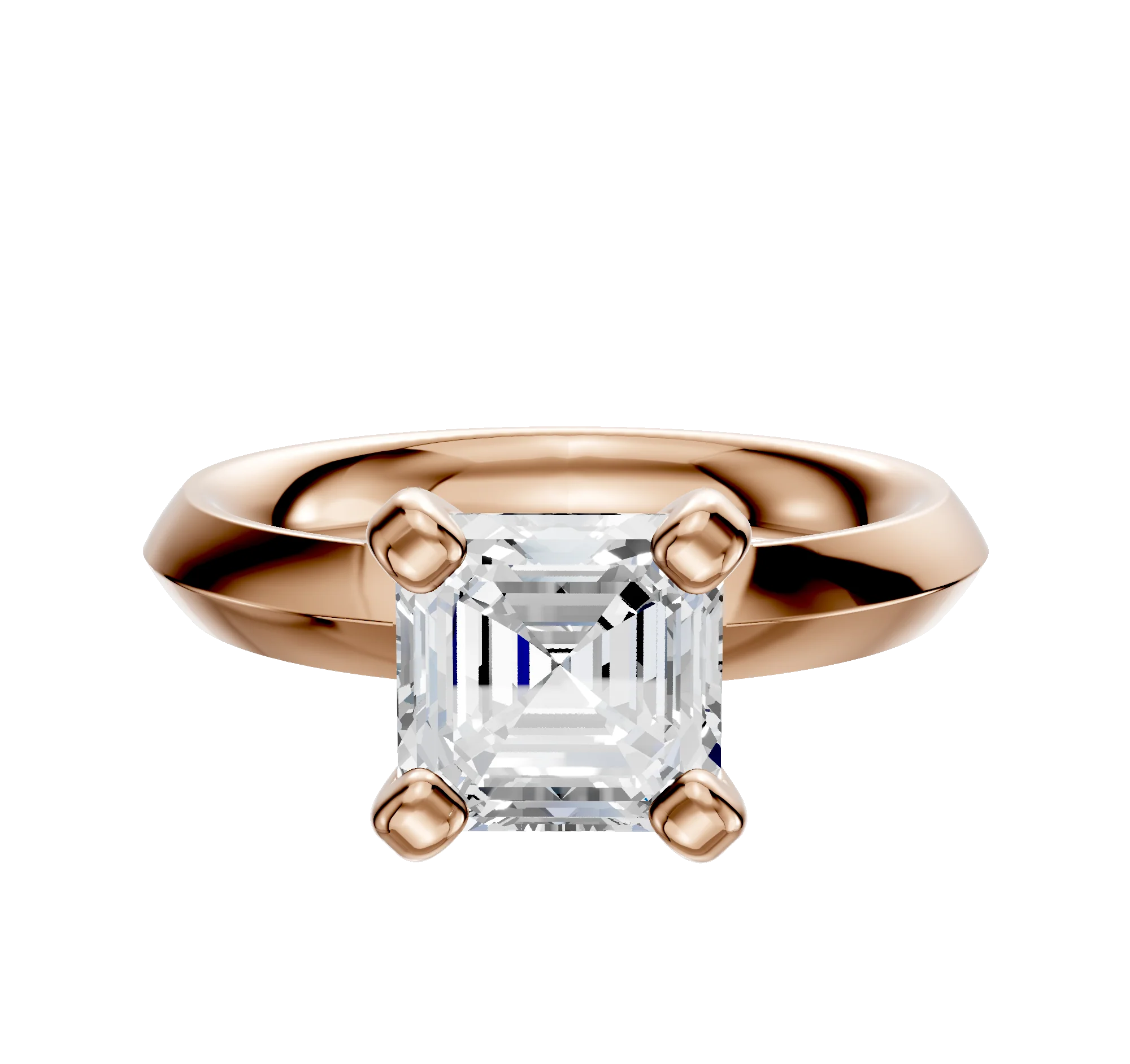 18K Rose Gold 4 Prong Classic Knife Edge 3.0mm Engagement Ring