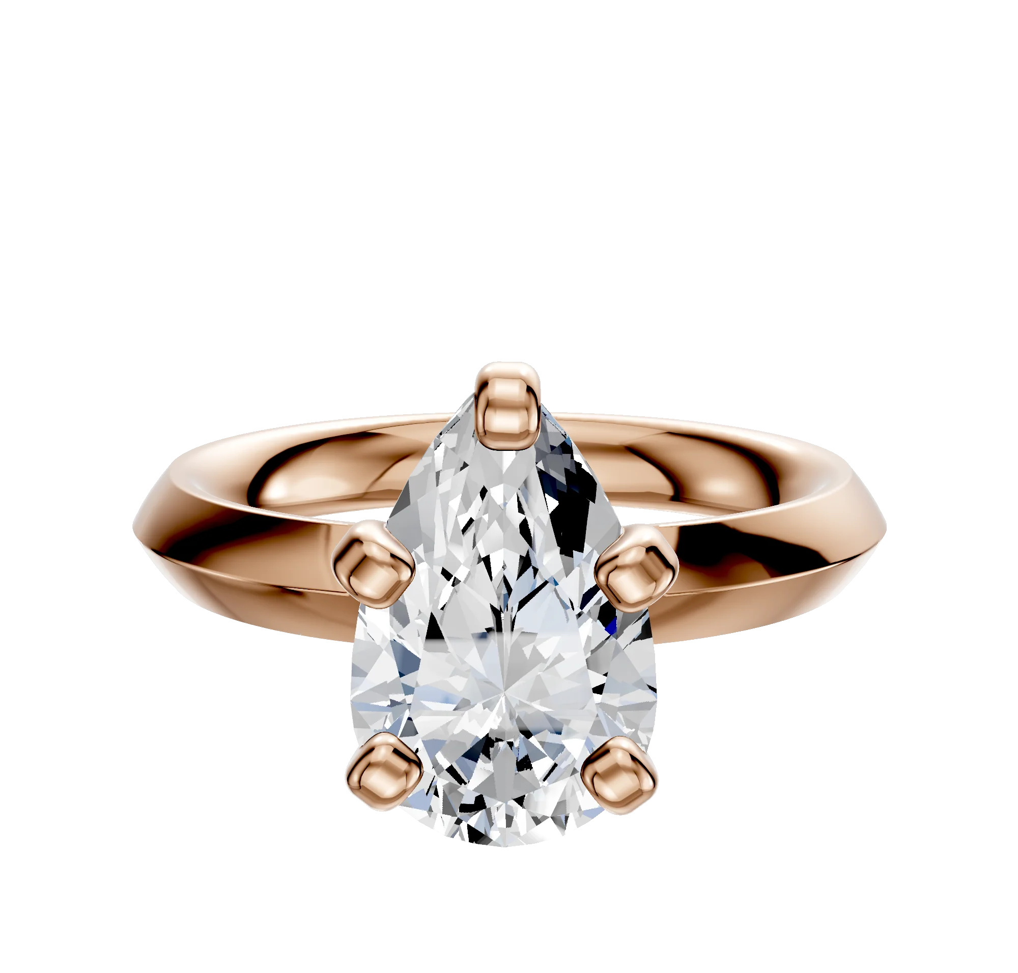 18K Rose Gold 4 Prong Classic Knife Edge 3.0mm Engagement Ring