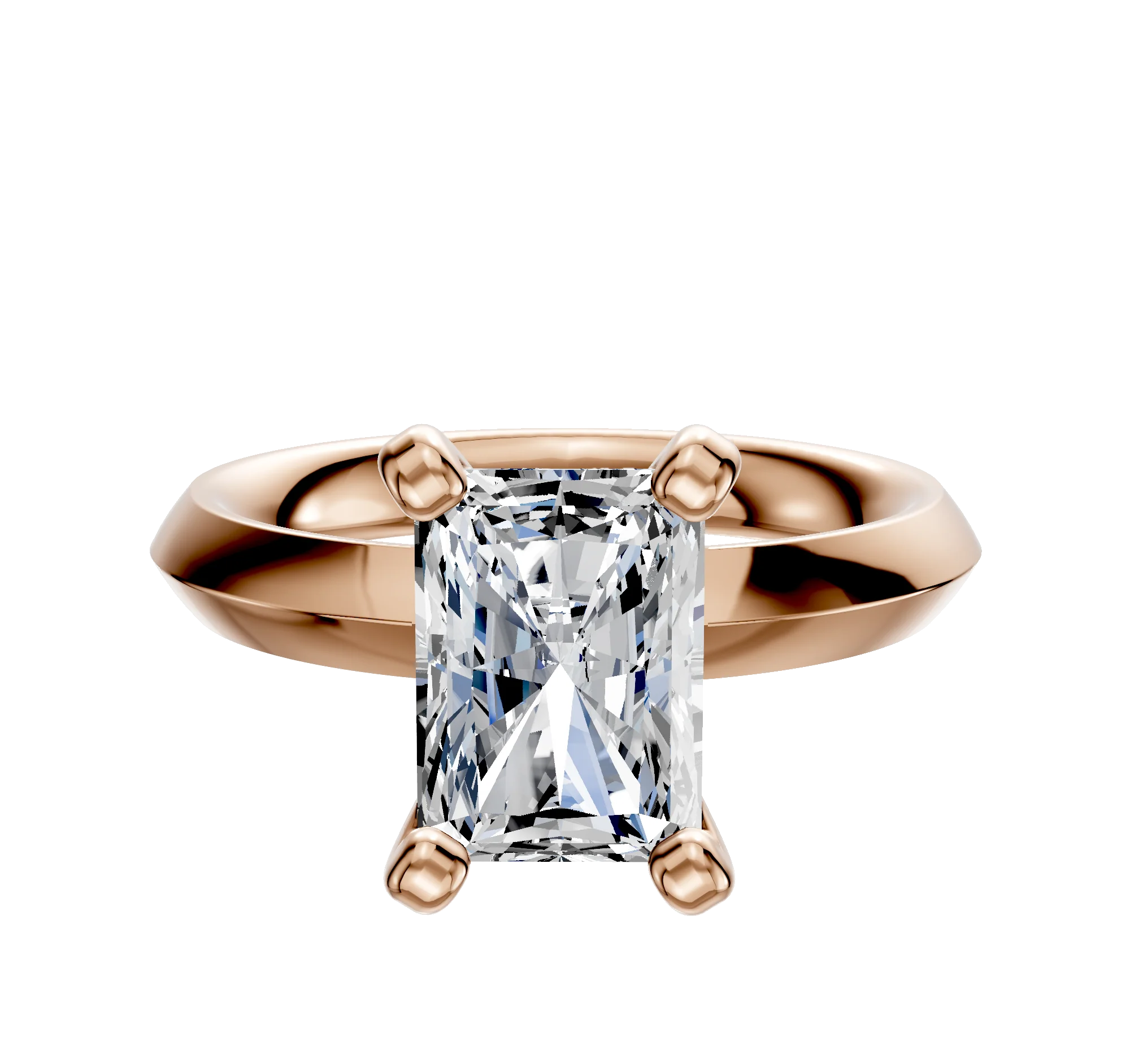 18K Rose Gold 4 Prong Classic Knife Edge 3.0mm Engagement Ring