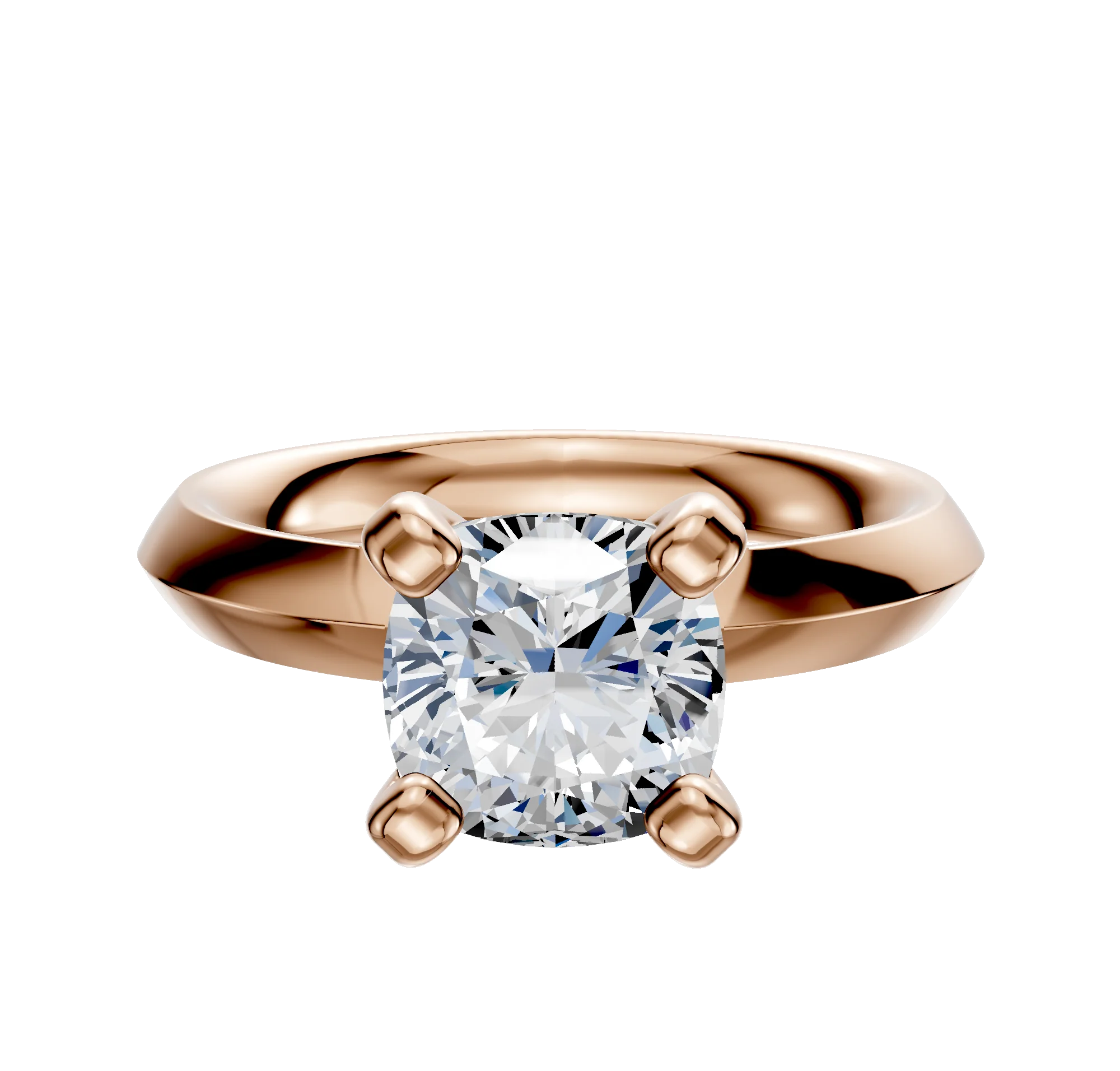 18K Rose Gold 4 Prong Classic Knife Edge 3.0mm Engagement Ring