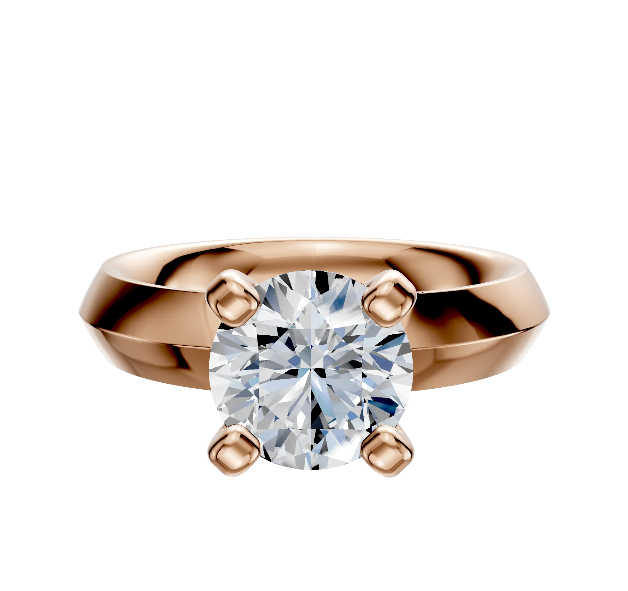18K Rose Gold 4 Prong Classic Knife Edge 4.0mm Engagement Ring