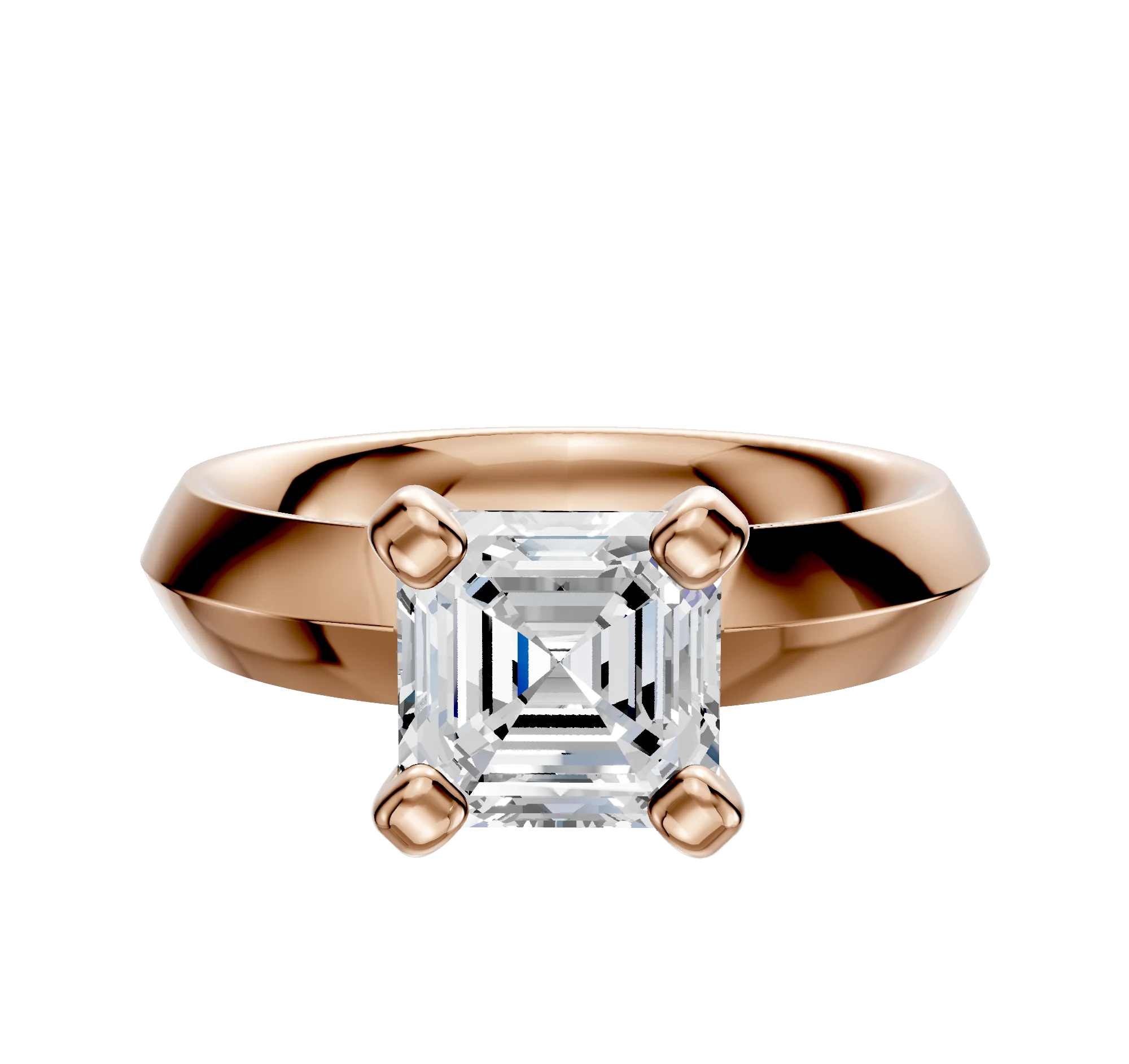 18K Rose Gold 4 Prong Classic Knife Edge 4.0mm Engagement Ring