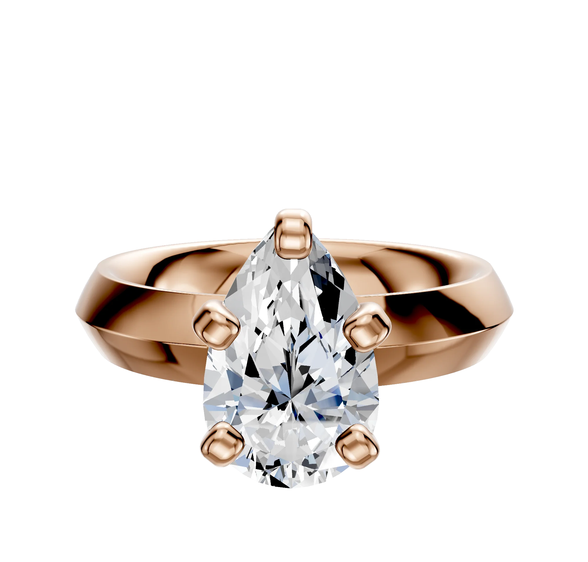 18K Rose Gold 4 Prong Classic Knife Edge 4.0mm Engagement Ring