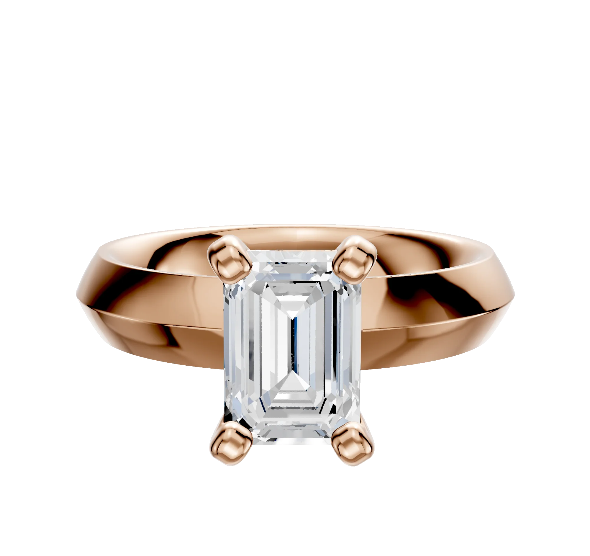 18K Rose Gold 4 Prong Classic Knife Edge 4.0mm Engagement Ring