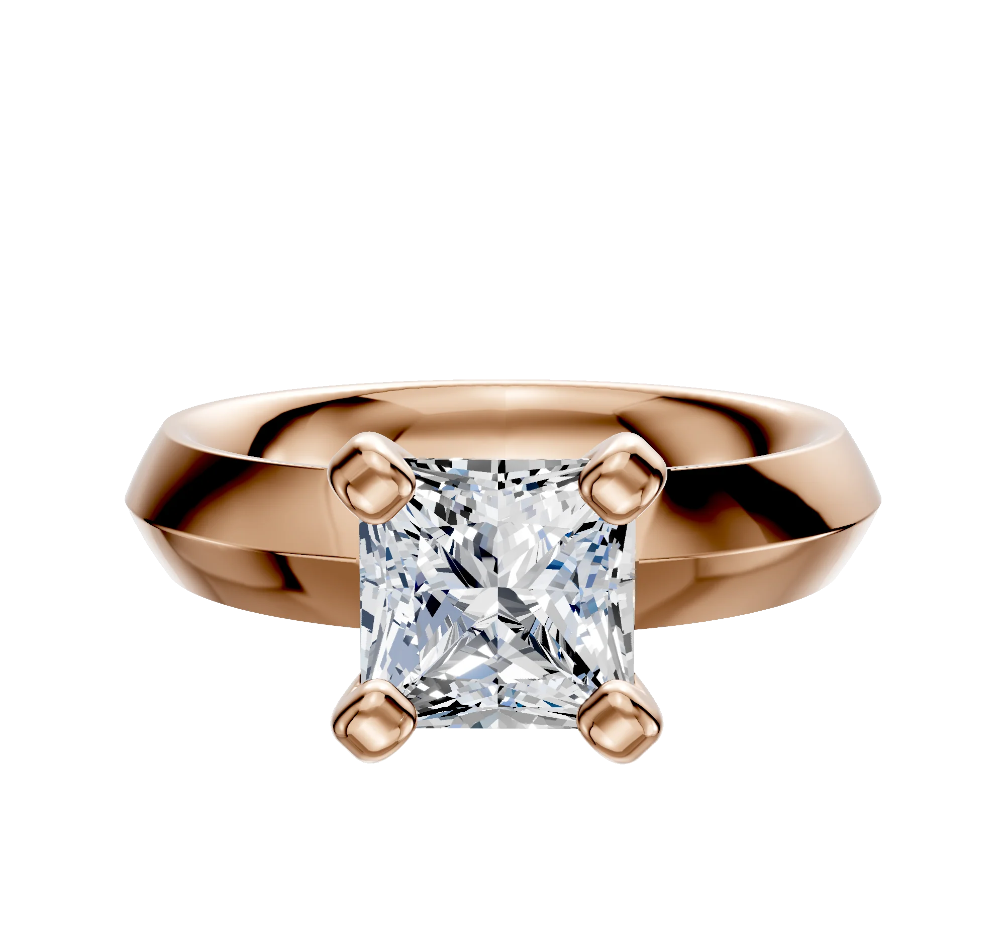 18K Rose Gold 4 Prong Classic Knife Edge 4.0mm Engagement Ring