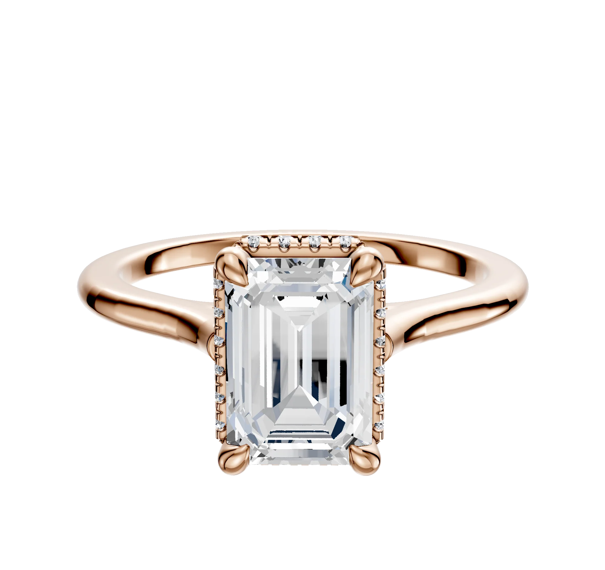 18K Rose Gold 4 Prong Collar Cathedral Dome 1.5mm Engagement Ring
