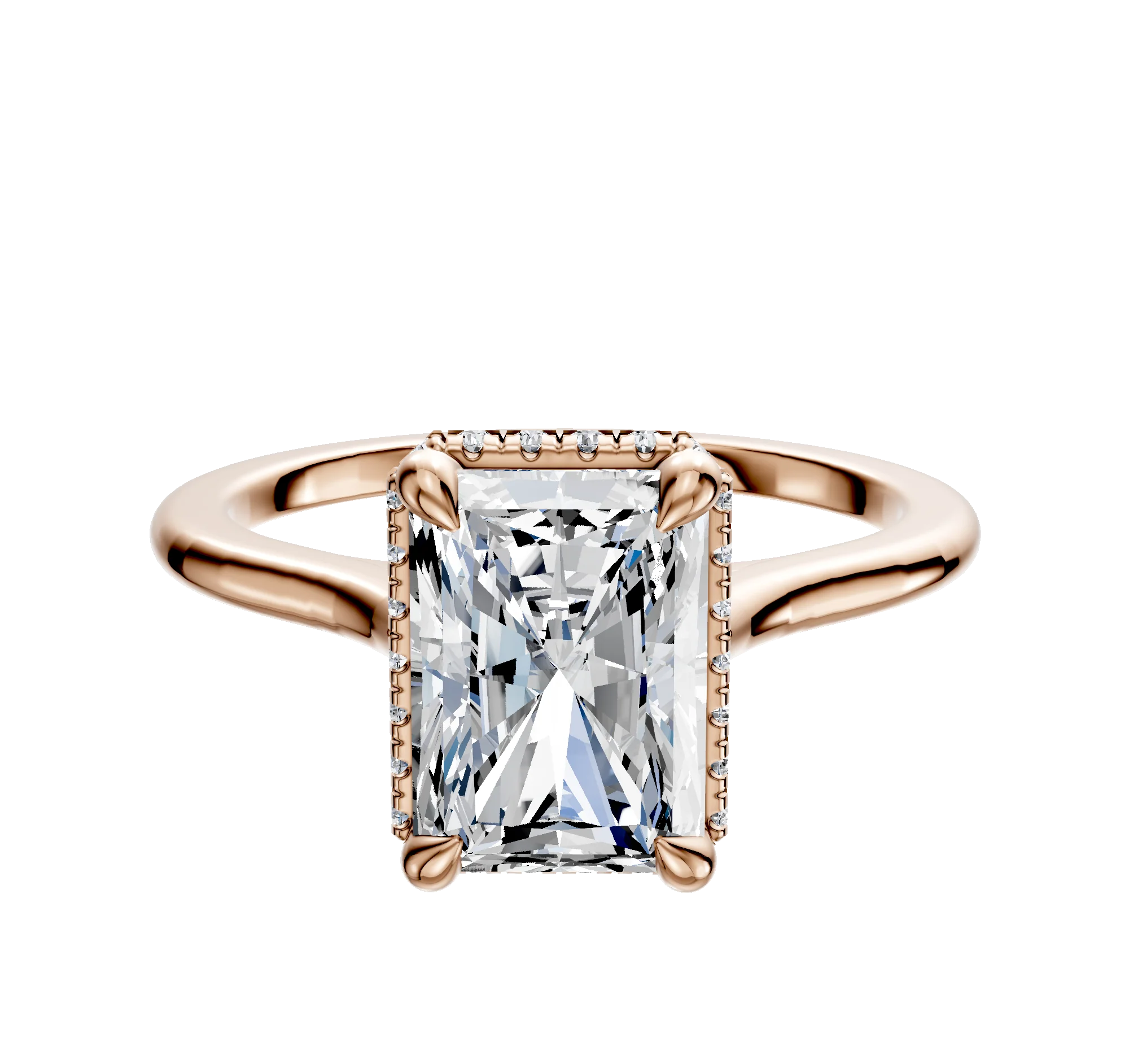 18K Rose Gold 4 Prong Collar Cathedral Dome 1.5mm Engagement Ring