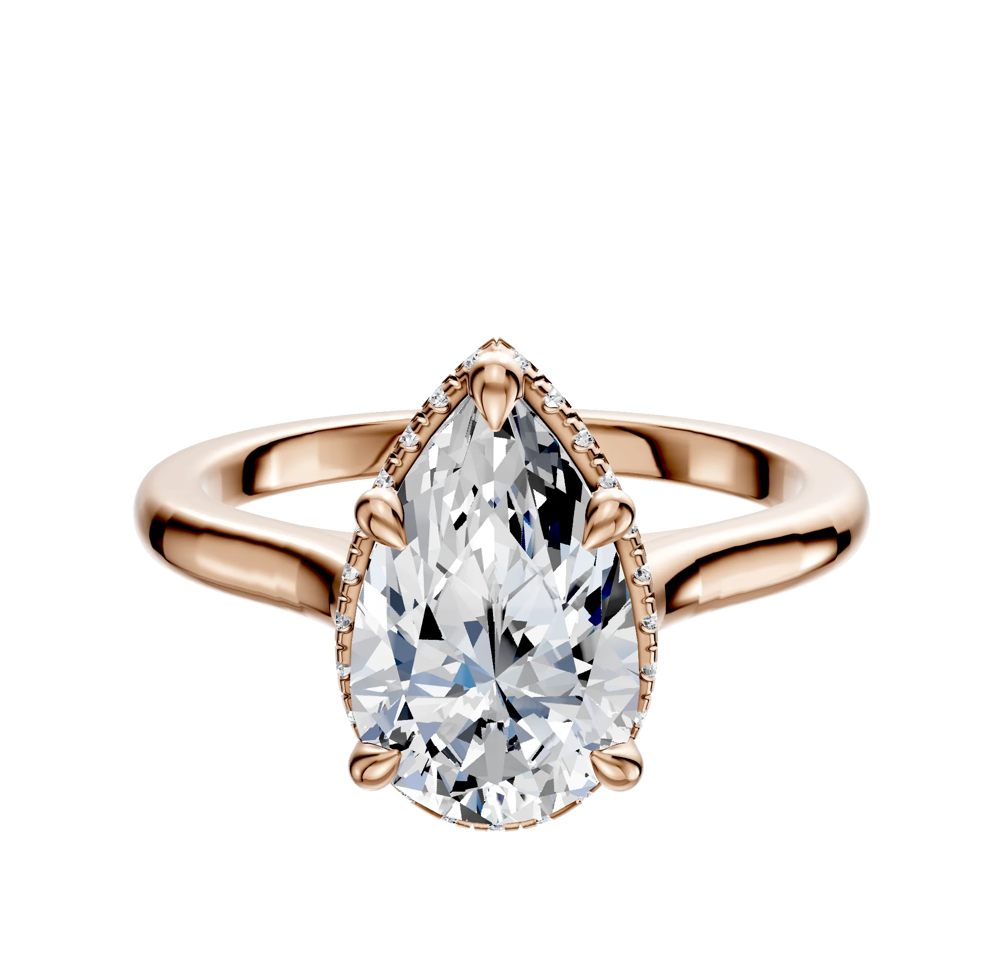 18K Rose Gold 4 Prong Collar Cathedral Dome 2.0mm Engagement Ring