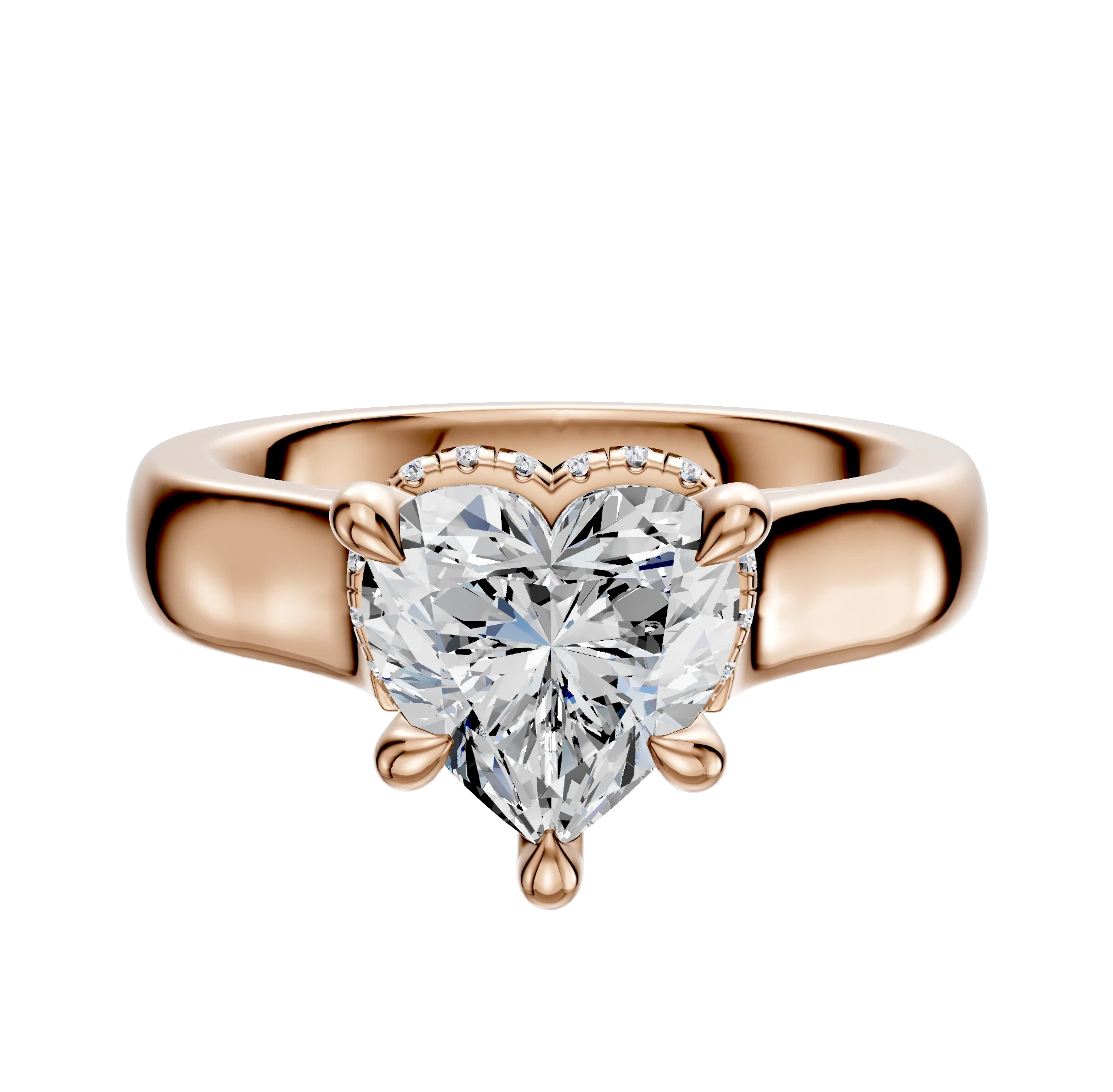 18K Rose Gold 4 Prong Collar Cathedral Dome 4.0mm Engagement Ring