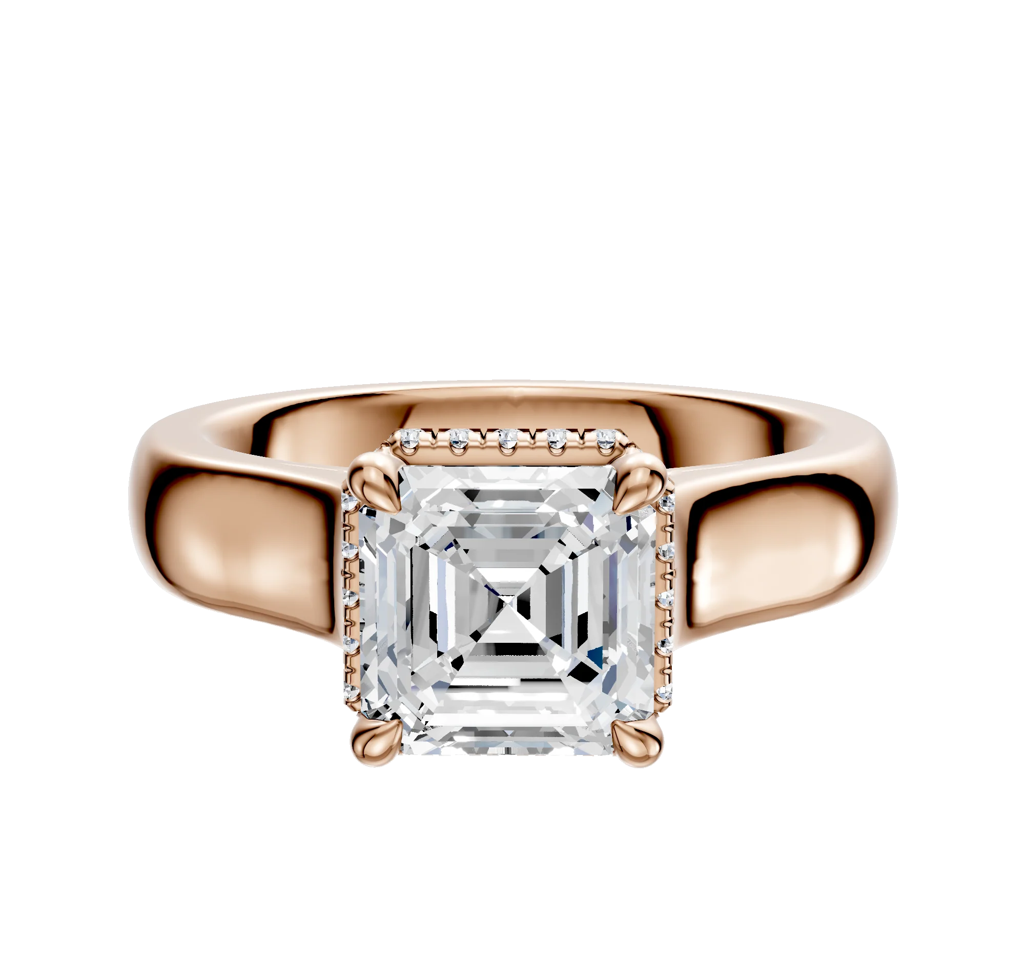 18K Rose Gold 4 Prong Collar Cathedral Dome 4.0mm Engagement Ring