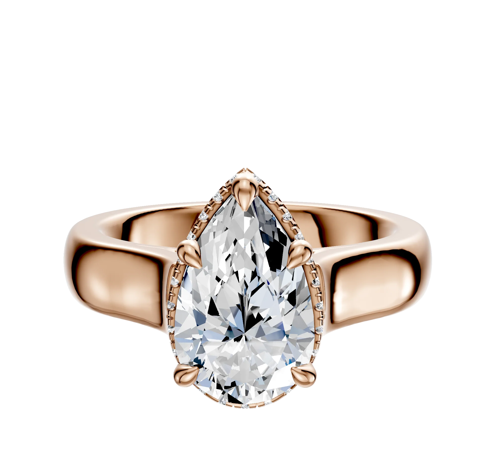 18K Rose Gold 4 Prong Collar Cathedral Dome 4.0mm Engagement Ring