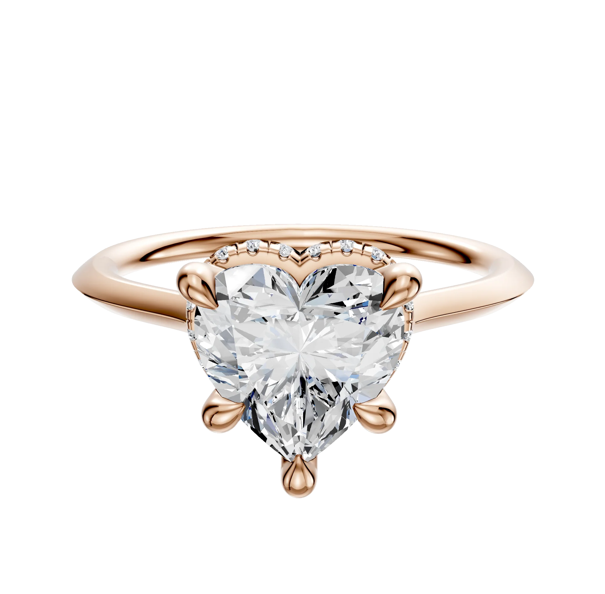 18K Rose Gold 4 Prong Collar Cathedral Knife Edge 1.5mm Engagement Ring