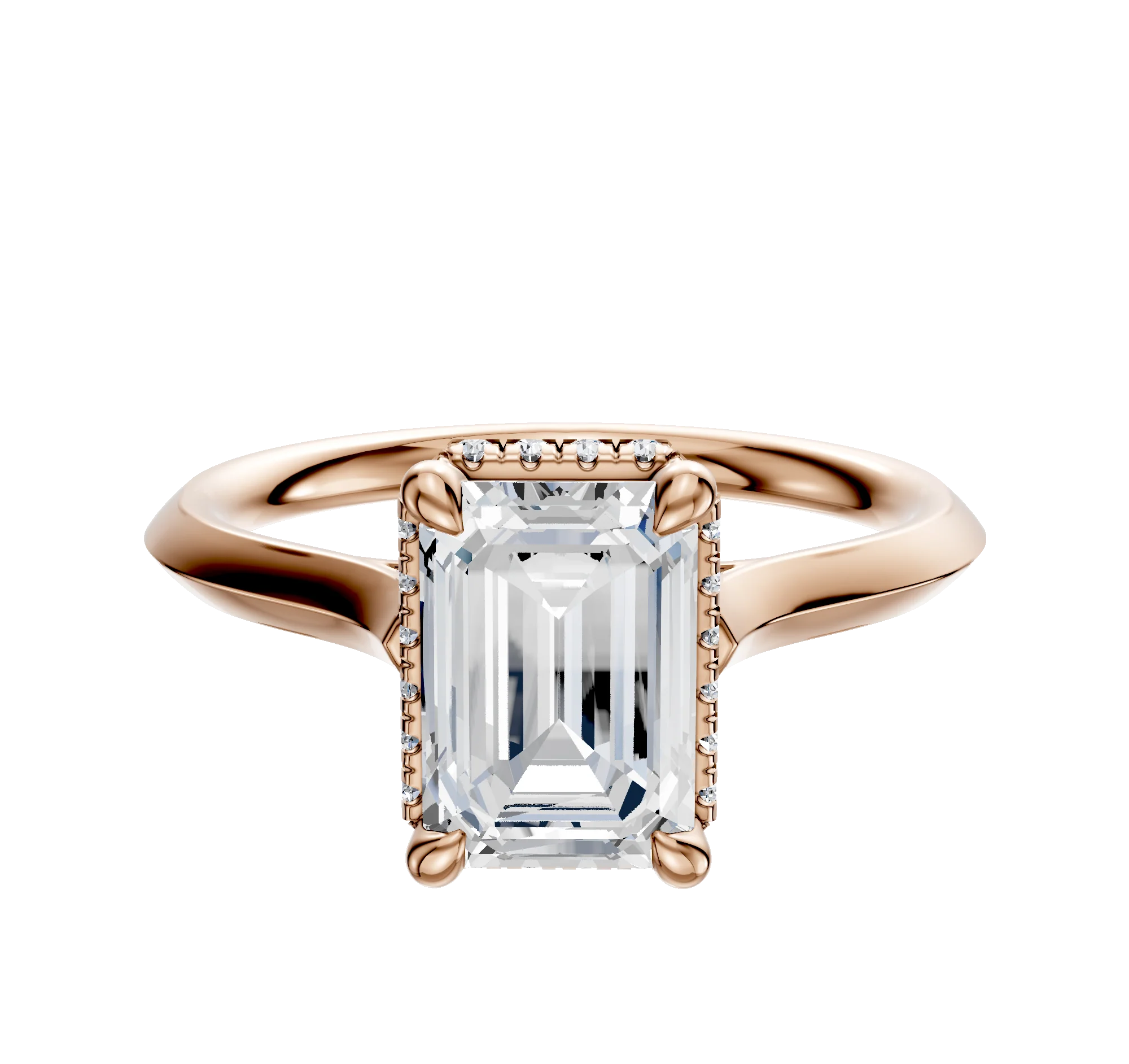 18K Rose Gold 4 Prong Collar Cathedral Knife Edge 2.0mm Engagement Ring
