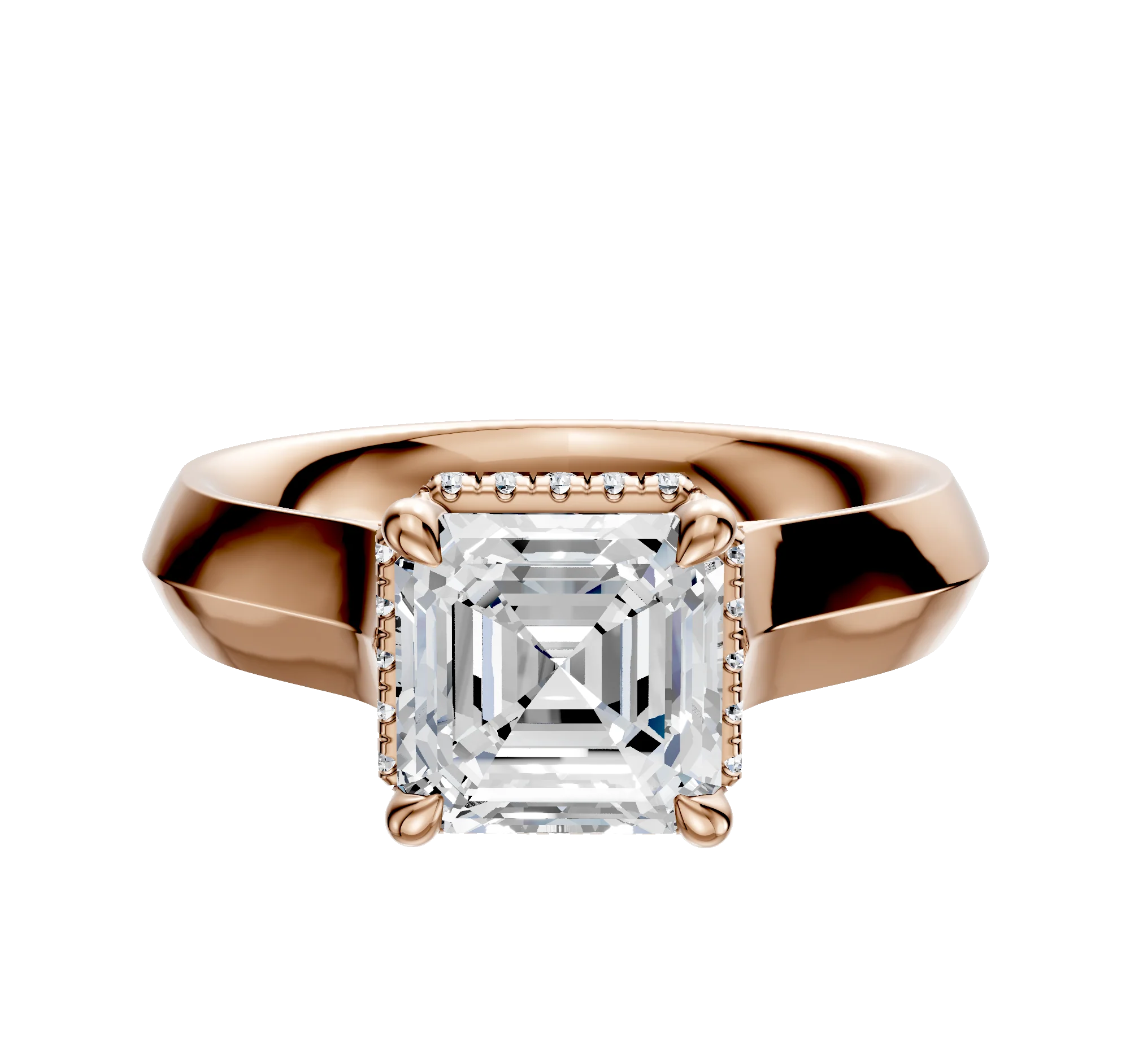 18K Rose Gold 4 Prong Collar Cathedral Knife Edge 4.0mm Engagement Ring