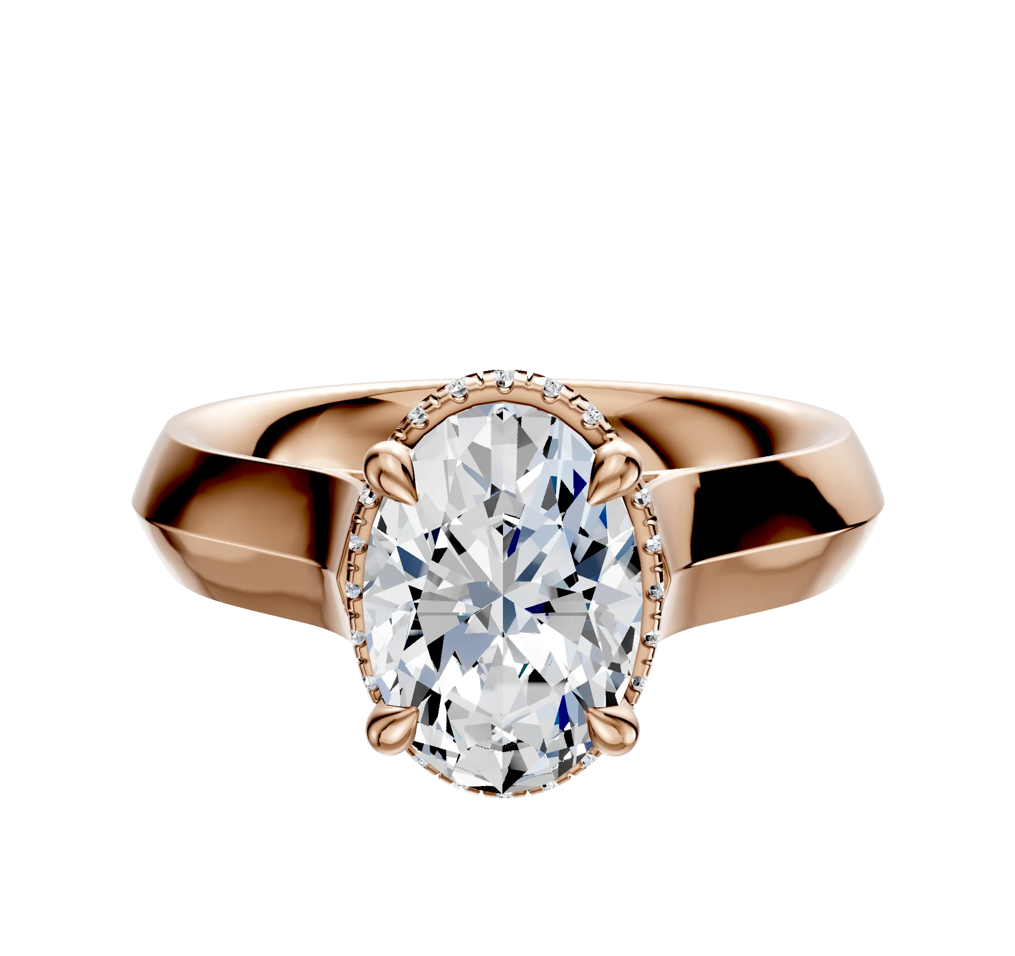 18K Rose Gold 4 Prong Collar Cathedral Knife Edge 4.0mm Engagement Ring