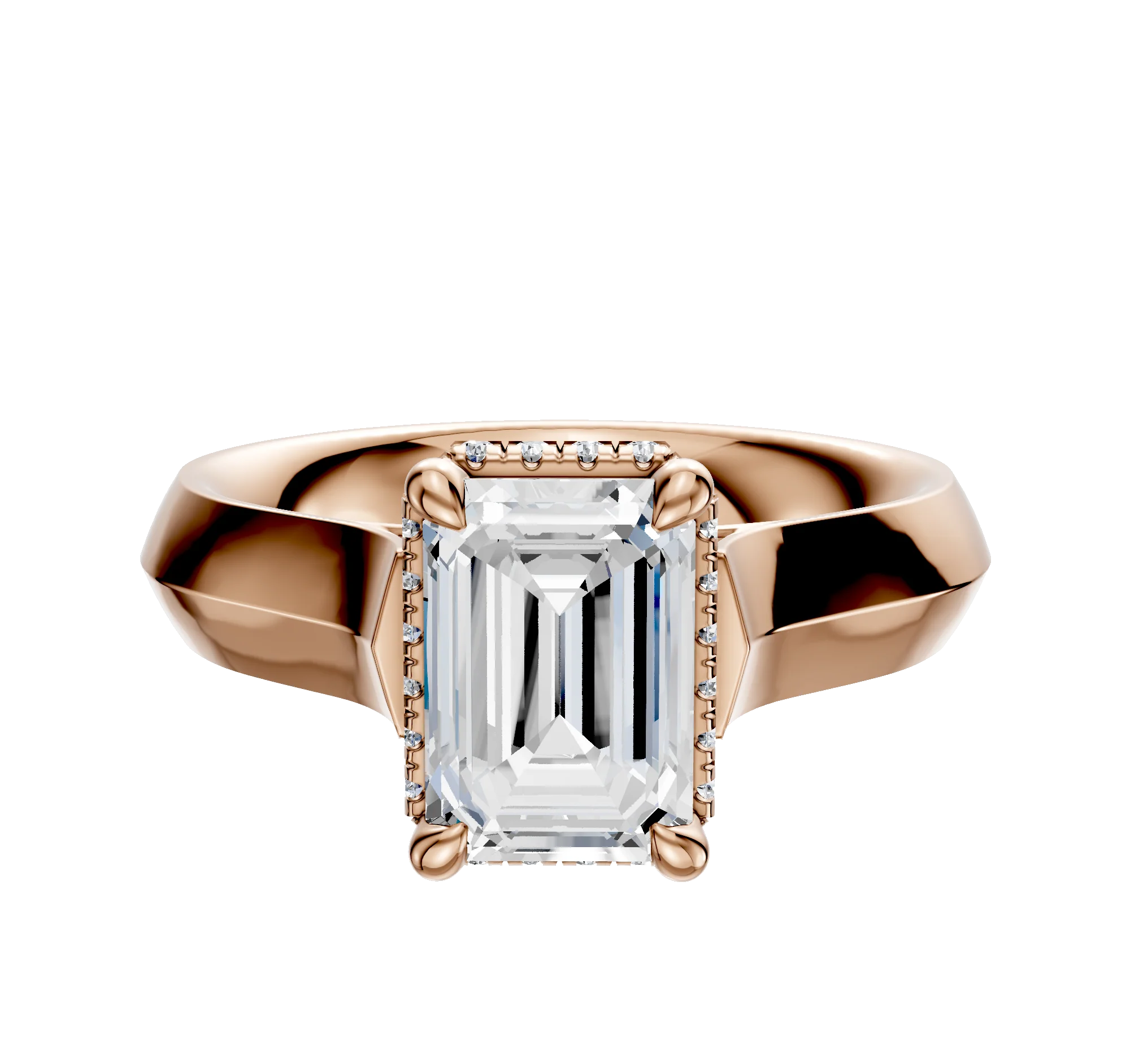 18K Rose Gold 4 Prong Collar Cathedral Knife Edge 4.0mm Engagement Ring