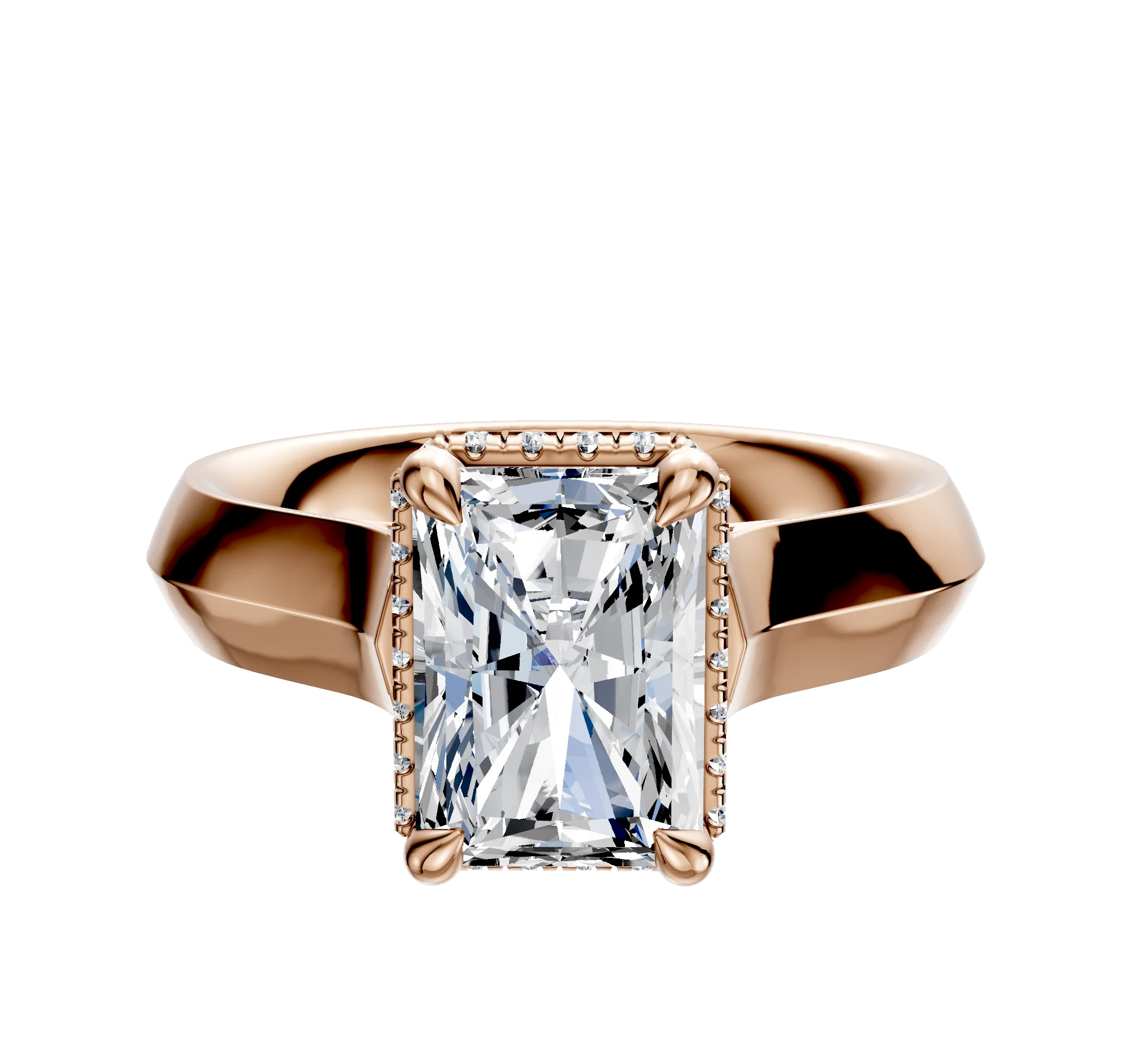 18K Rose Gold 4 Prong Collar Cathedral Knife Edge 4.0mm Engagement Ring