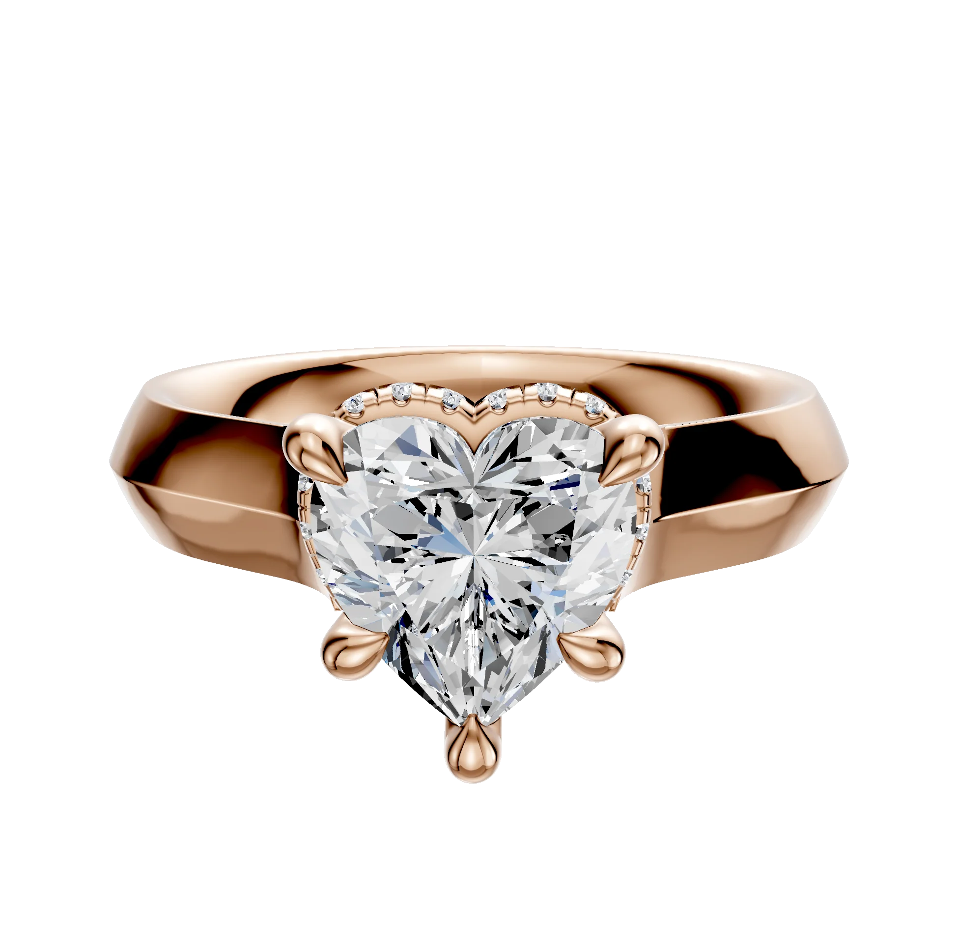 18K Rose Gold 4 Prong Collar Cathedral Knife Edge 4.0mm Engagement Ring