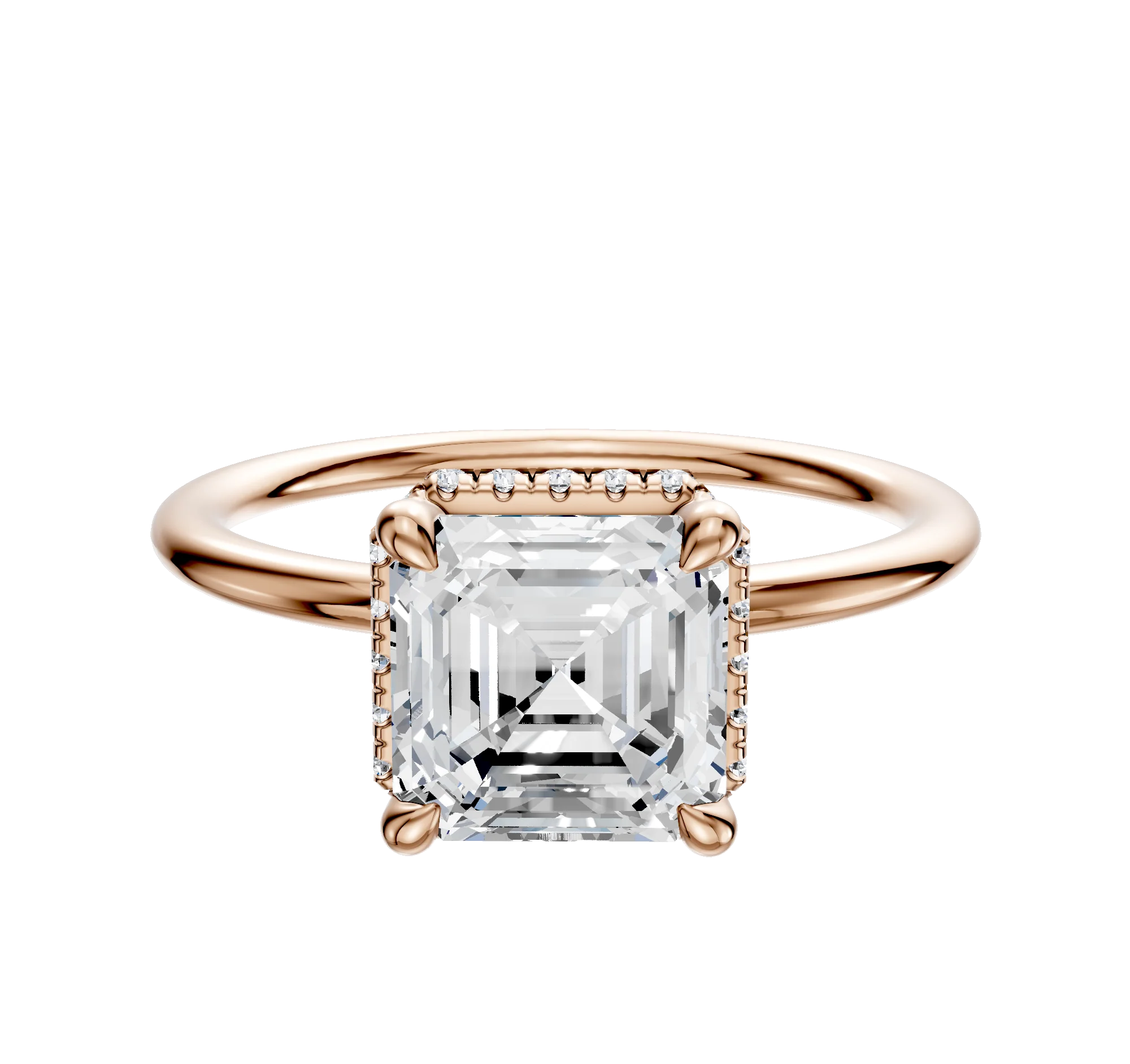 18K Rose Gold 4 Prong Collar Classic Dome 1.5mm Engagement Ring