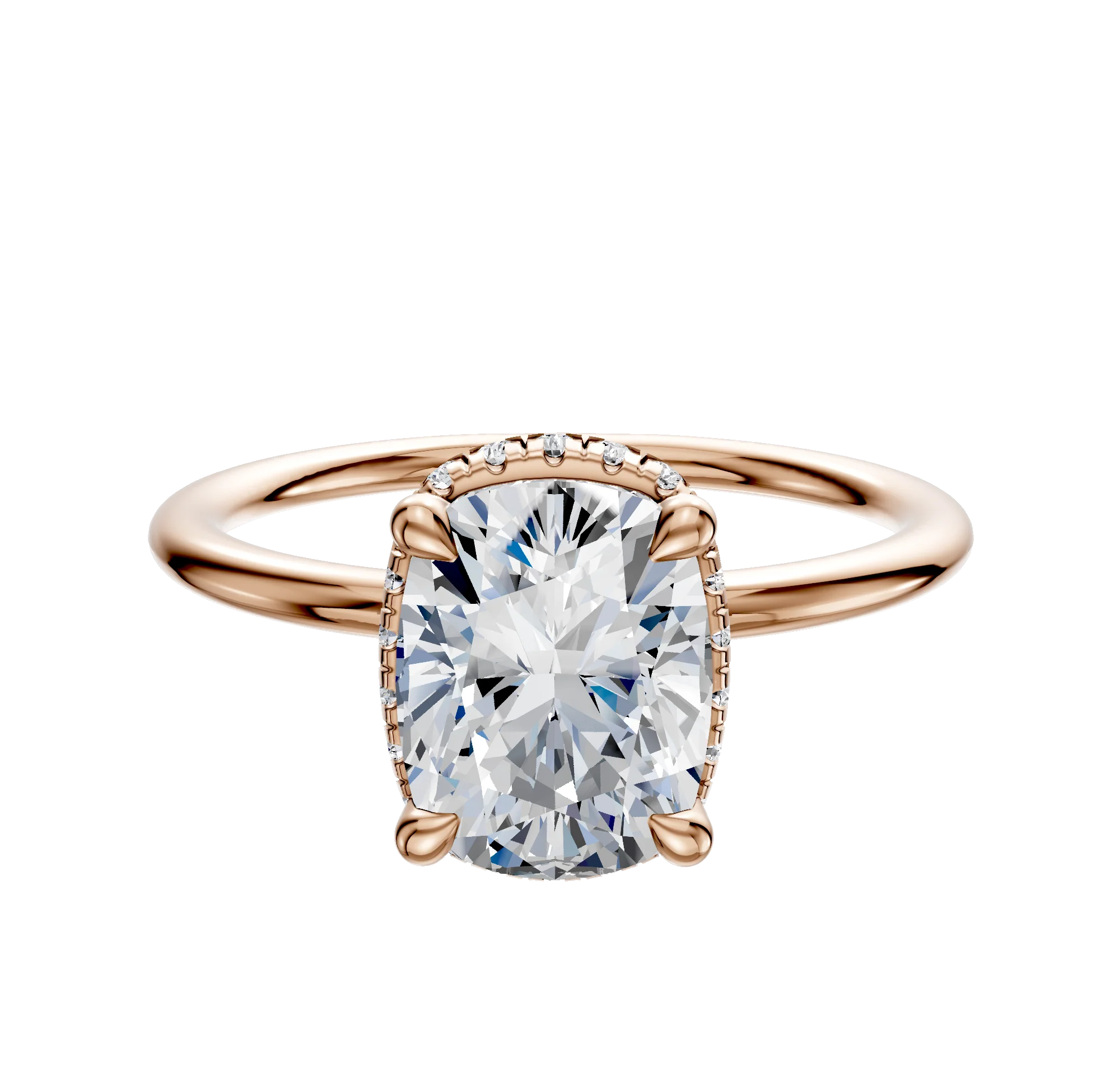18K Rose Gold 4 Prong Collar Classic Dome 1.5mm Engagement Ring