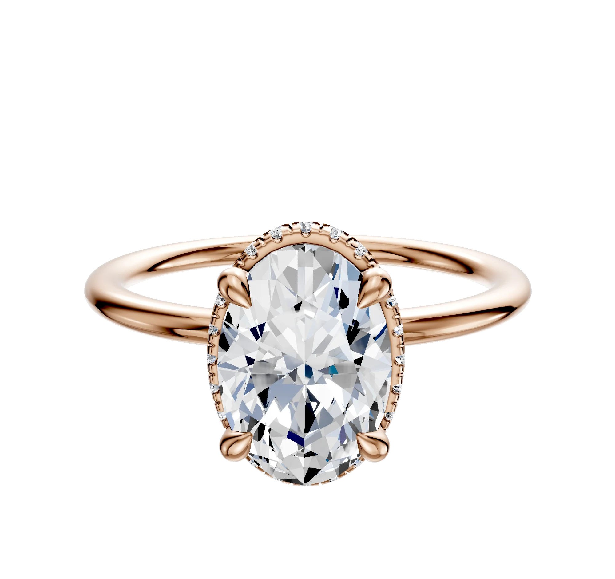 18K Rose Gold 4 Prong Collar Classic Dome 1.5mm Engagement Ring