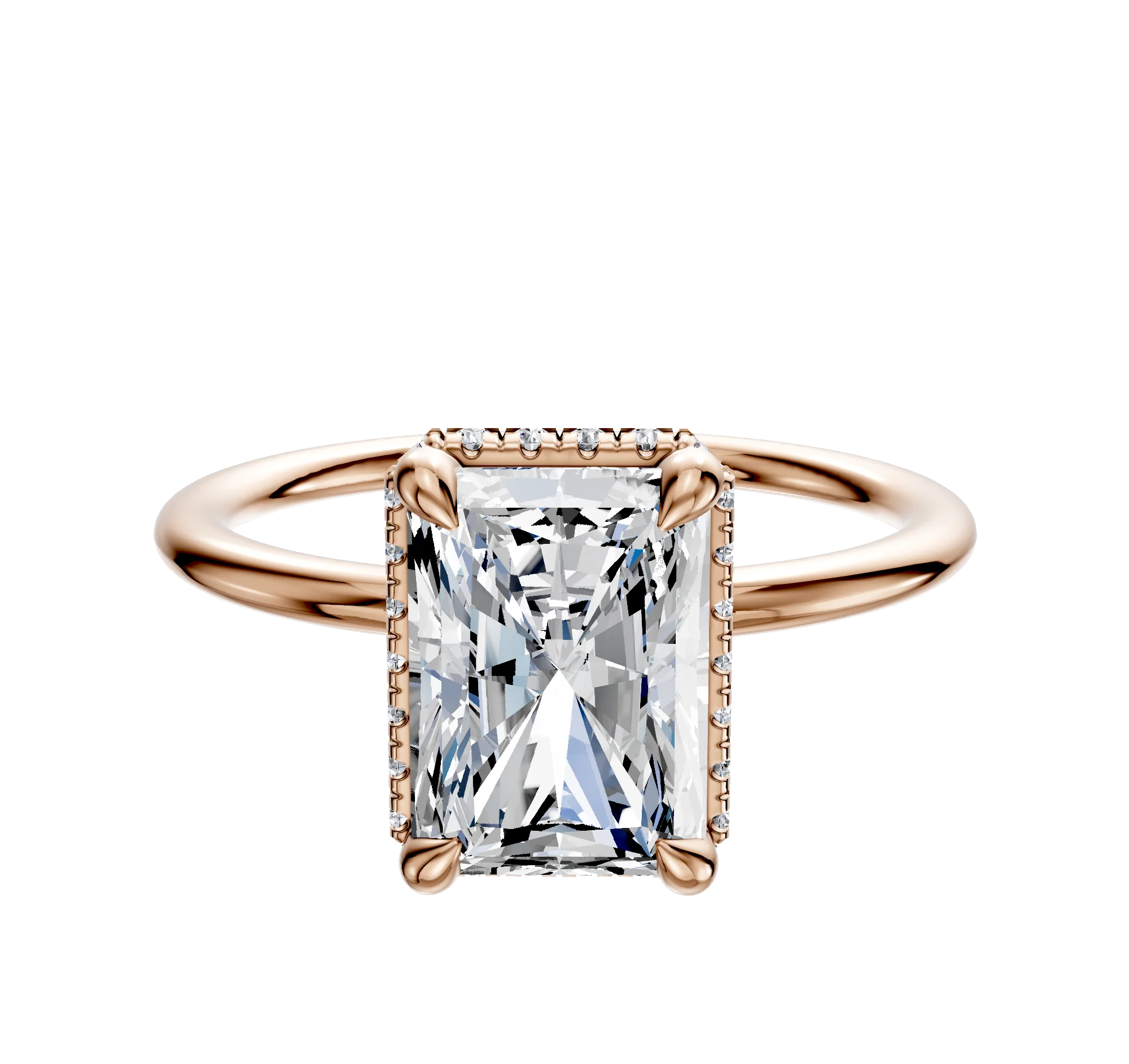 18K Rose Gold 4 Prong Collar Classic Dome 1.5mm Engagement Ring