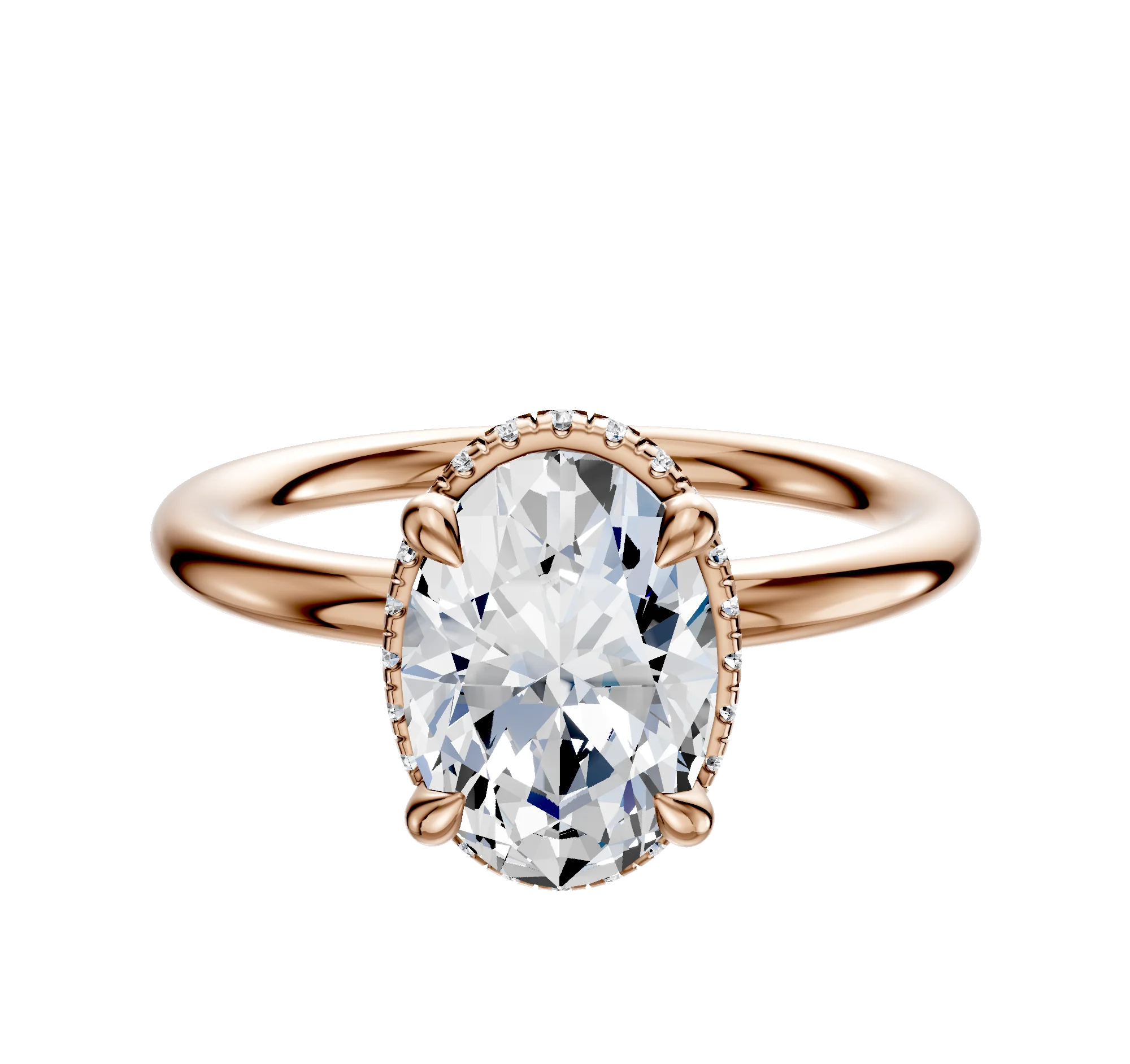 18K Rose Gold 4 Prong Collar Classic Dome 2.0mm Engagement Ring