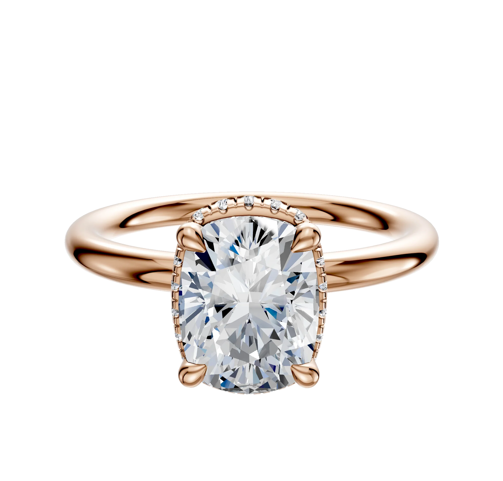 18K Rose Gold 4 Prong Collar Classic Dome 2.0mm Engagement Ring