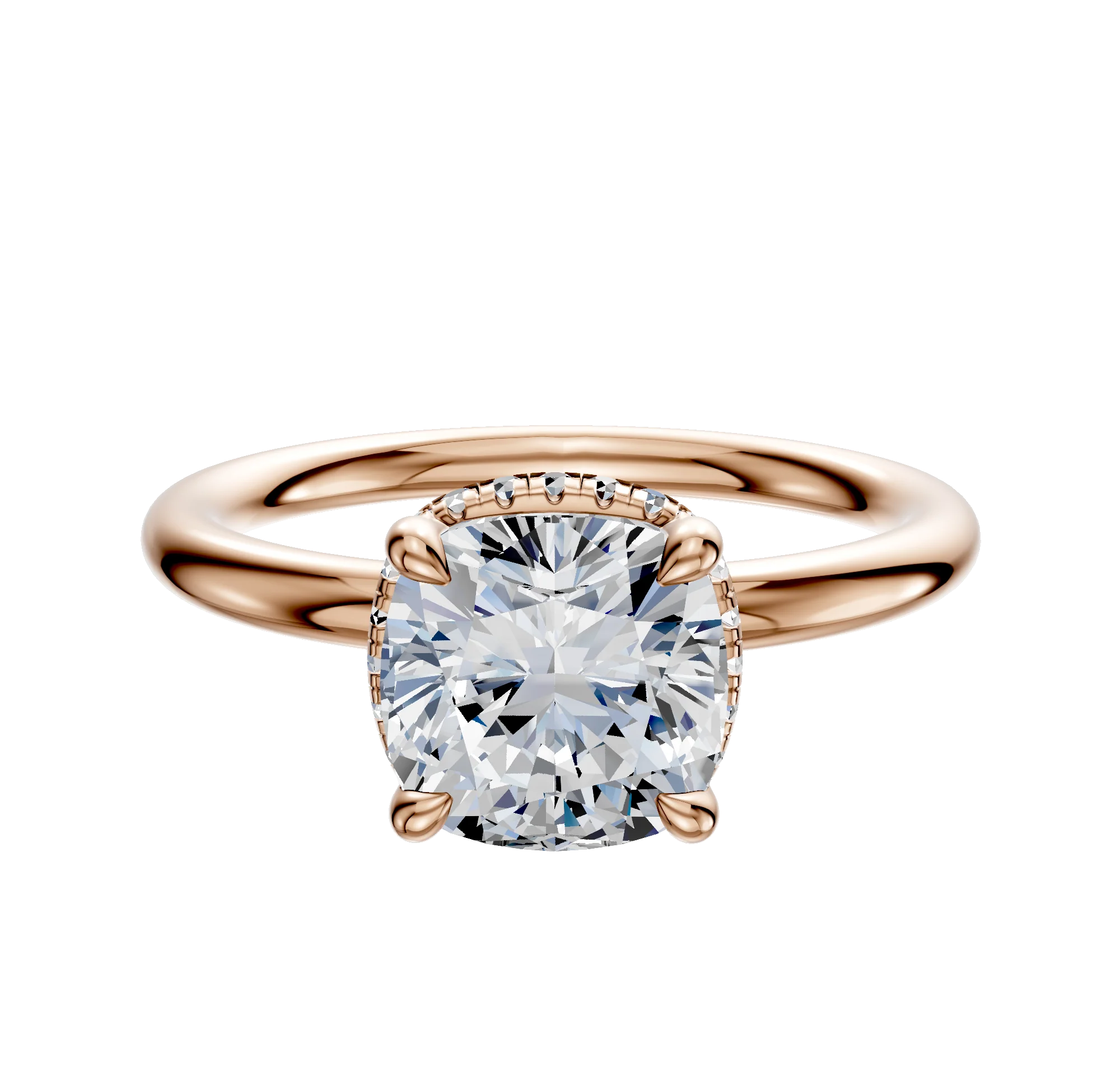 18K Rose Gold 4 Prong Collar Classic Dome 2.0mm Engagement Ring