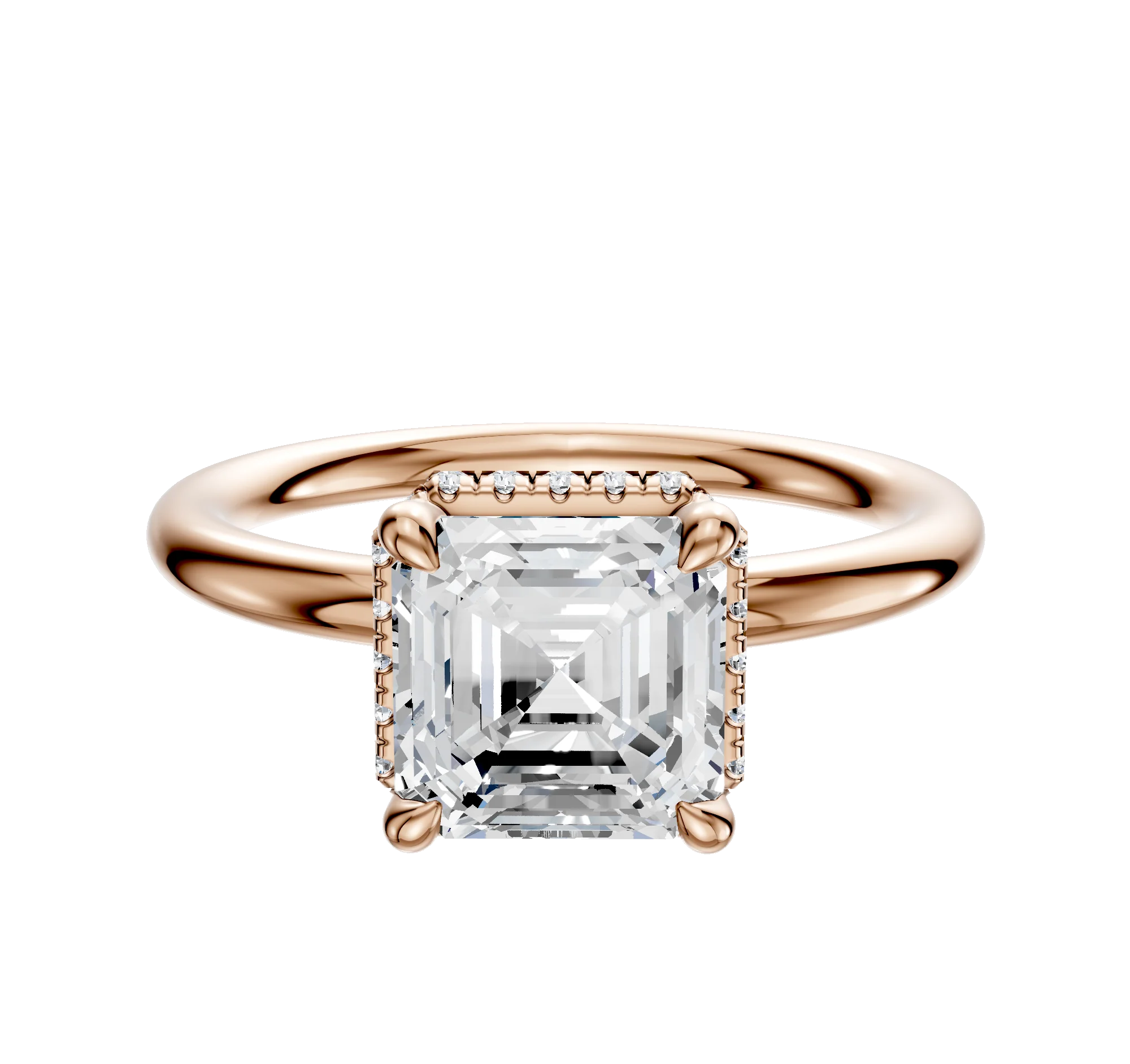 18K Rose Gold 4 Prong Collar Classic Dome 2.0mm Engagement Ring