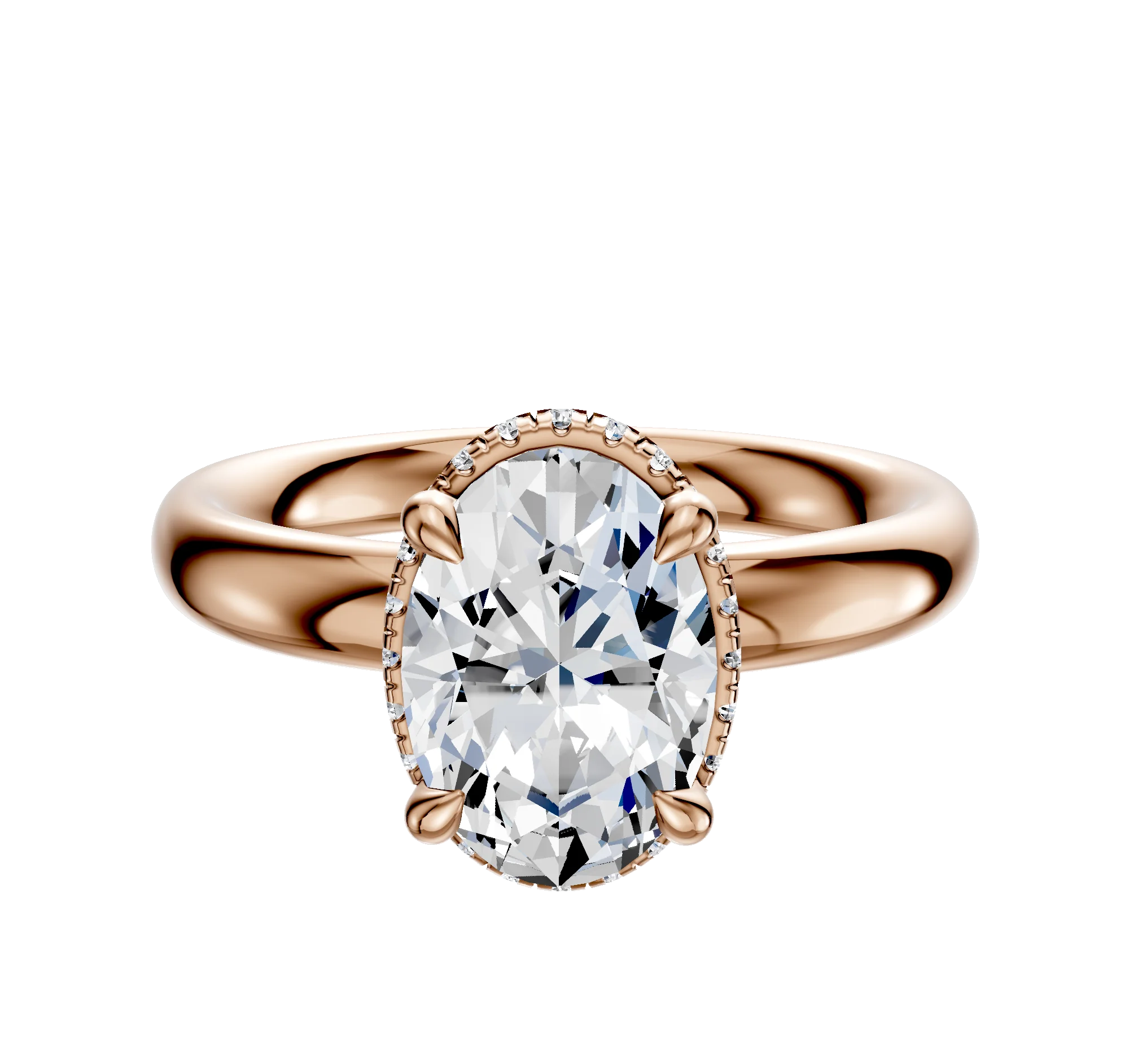 18K Rose Gold 4 Prong Collar Classic Dome 3.0mm Engagement Ring