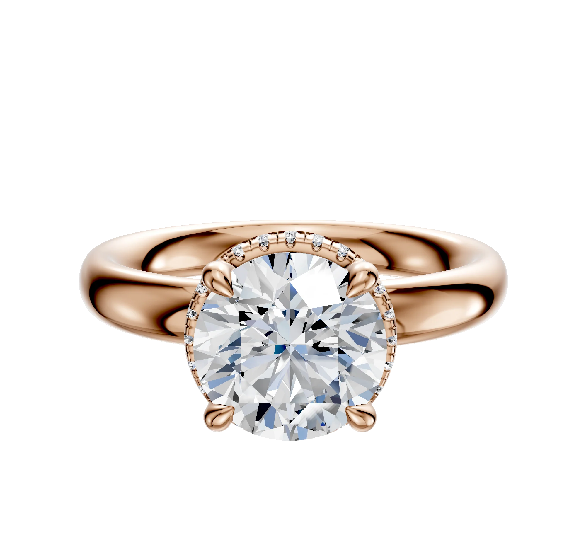 18K Rose Gold 4 Prong Collar Classic Dome 3.0mm Engagement Ring