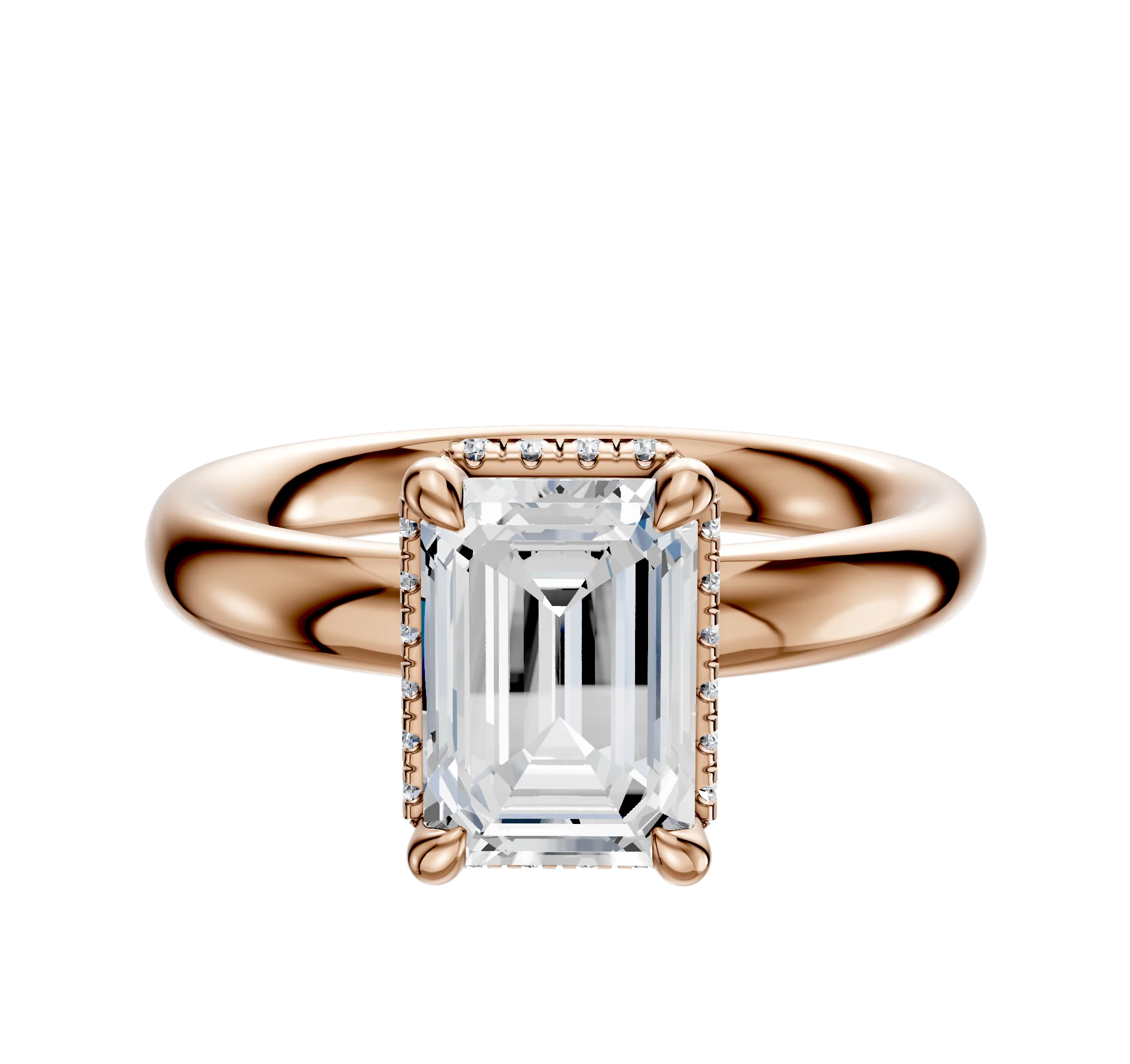 18K Rose Gold 4 Prong Collar Classic Dome 3.0mm Engagement Ring