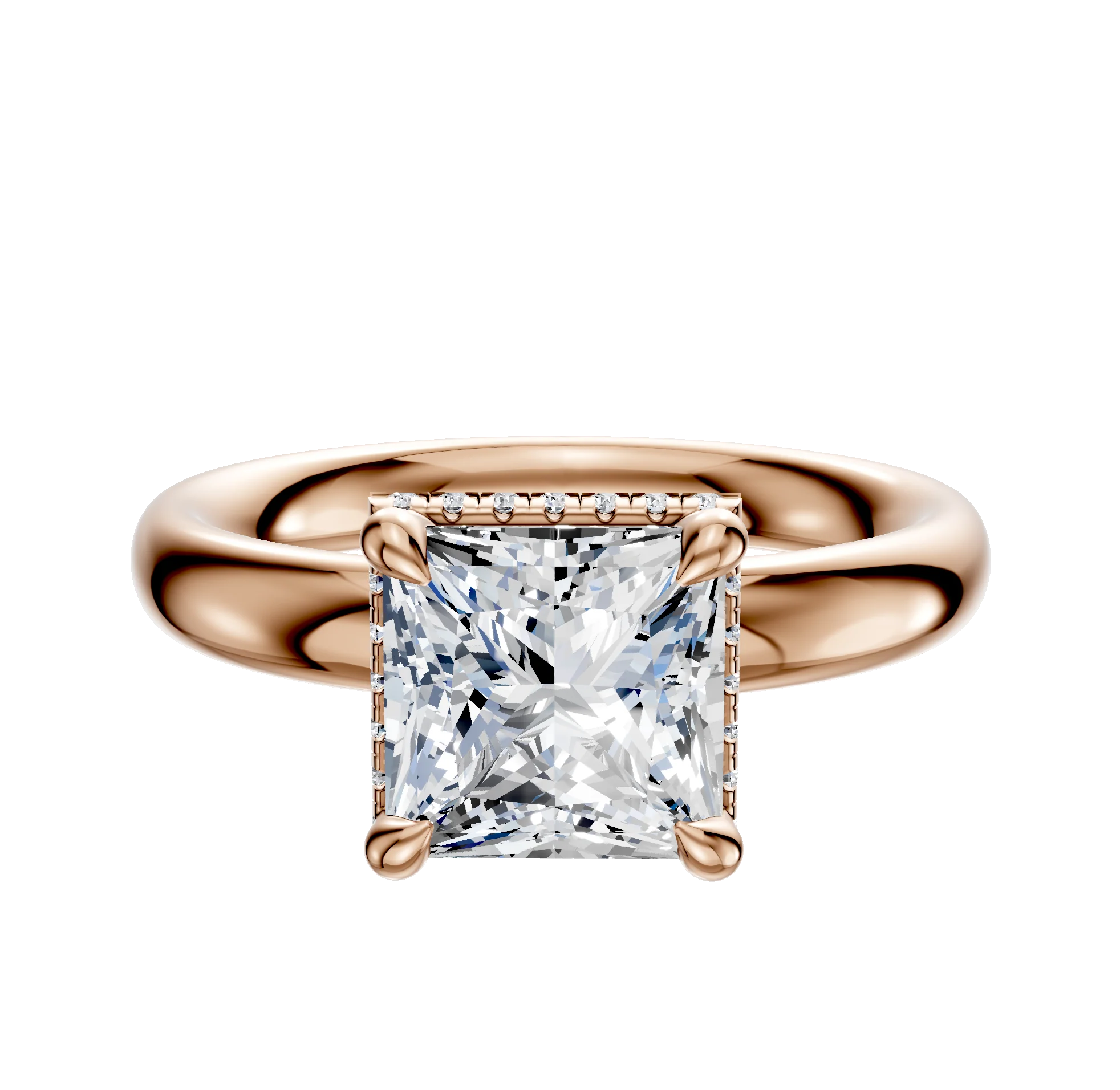 18K Rose Gold 4 Prong Collar Classic Dome 3.0mm Engagement Ring