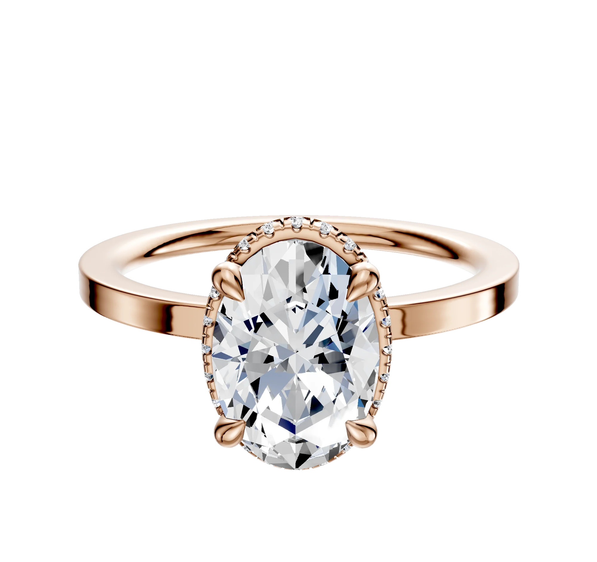 18K Rose Gold 4 Prong Collar Classic Flat 1.5mm Engagement Ring