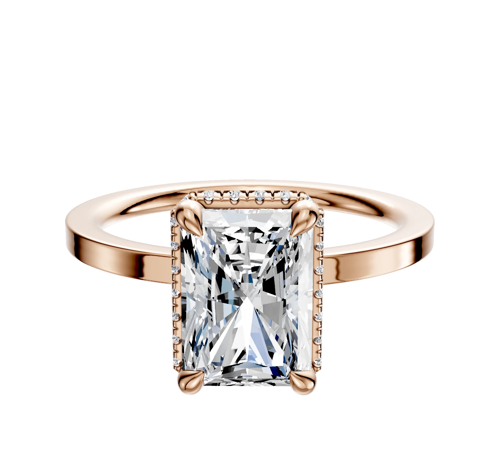 18K Rose Gold 4 Prong Collar Classic Flat 1.5mm Engagement Ring