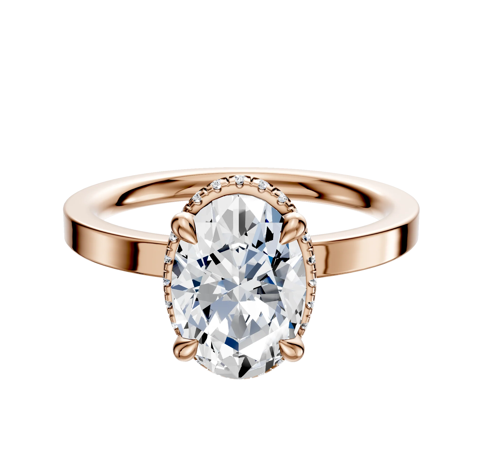 18K Rose Gold 4 Prong Collar Classic Flat 2.0mm Engagement Ring